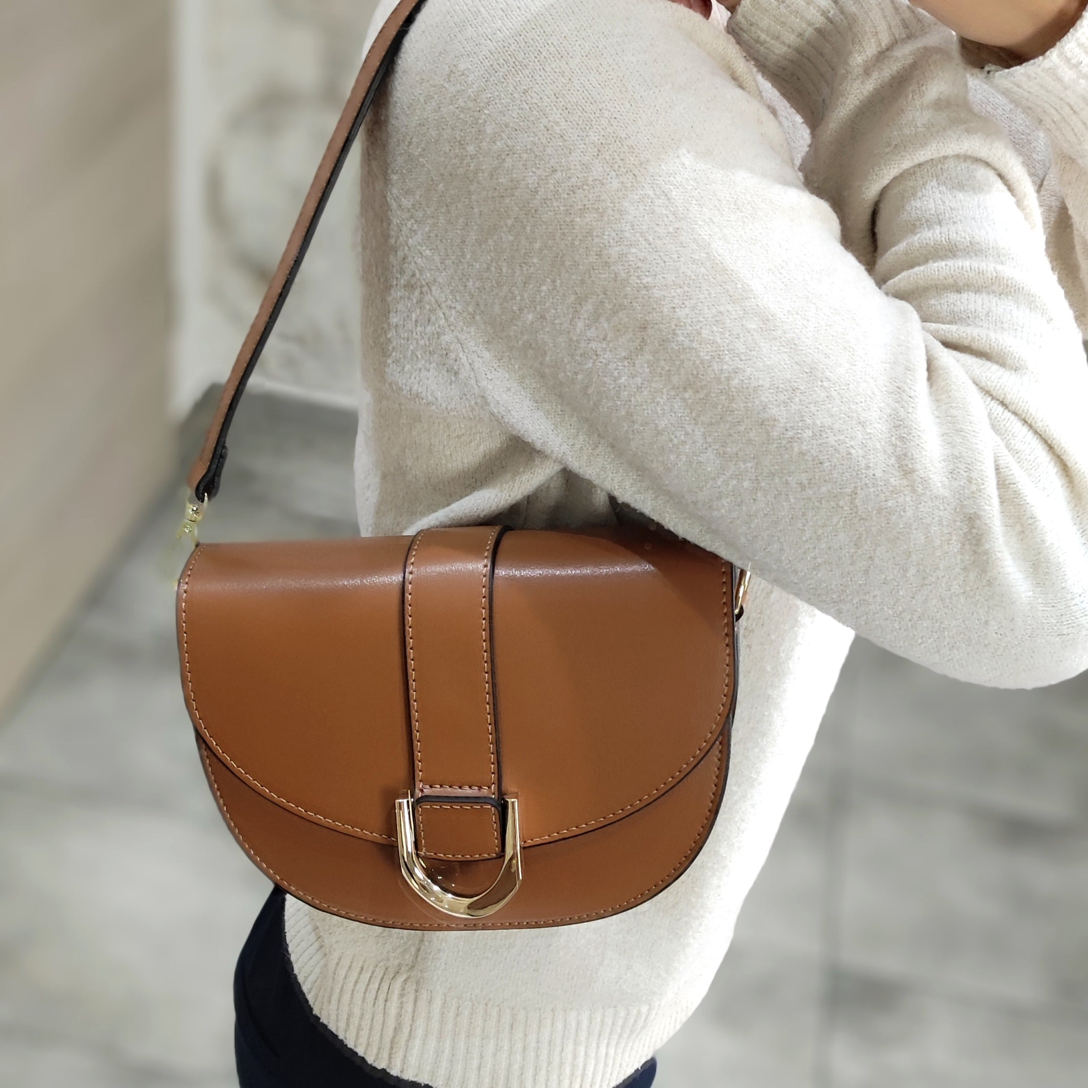 Lederhandtasche braun