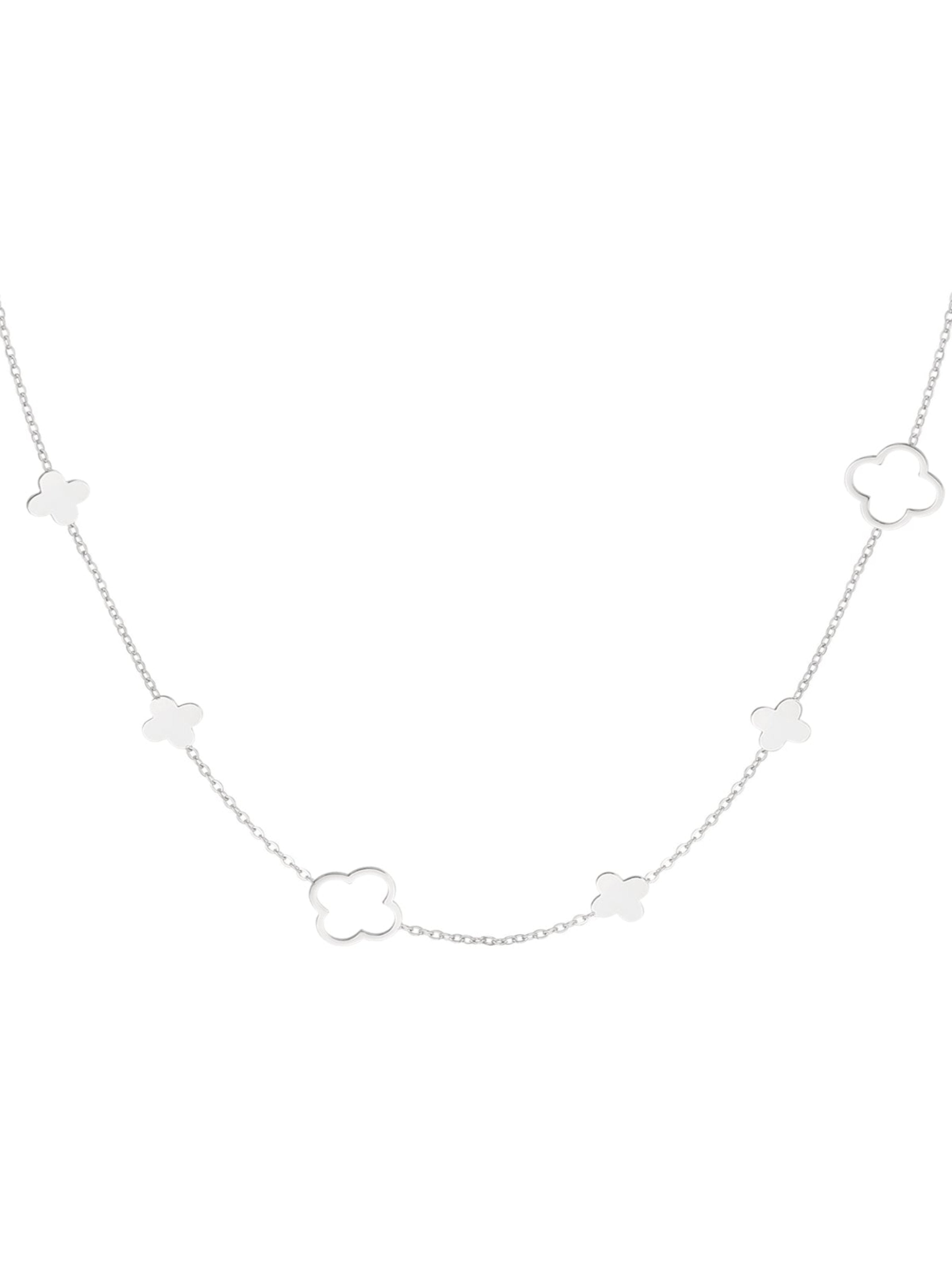 Filigrane Kleeblatt Kette aus Edelstahl, silber