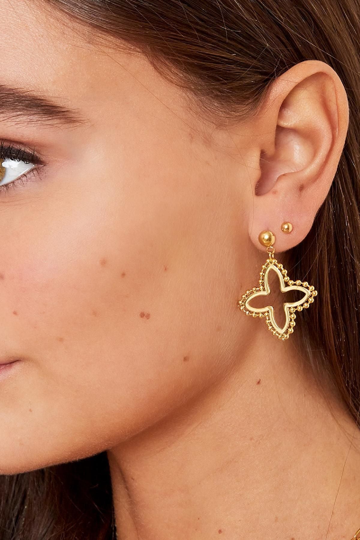 Ohrring großes Kleeblatt aus Edelstahl