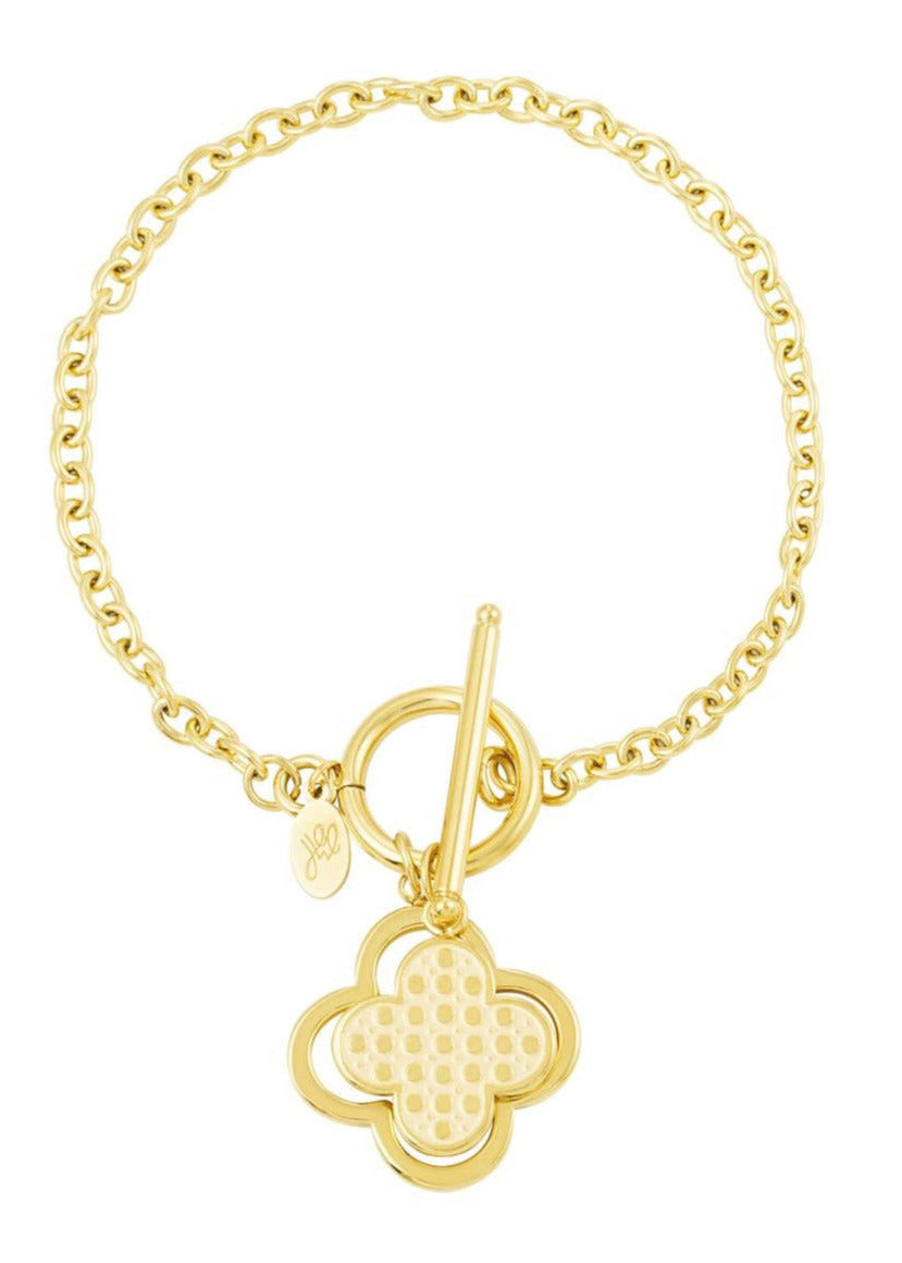 Armband Doppel Kleeblatt golden