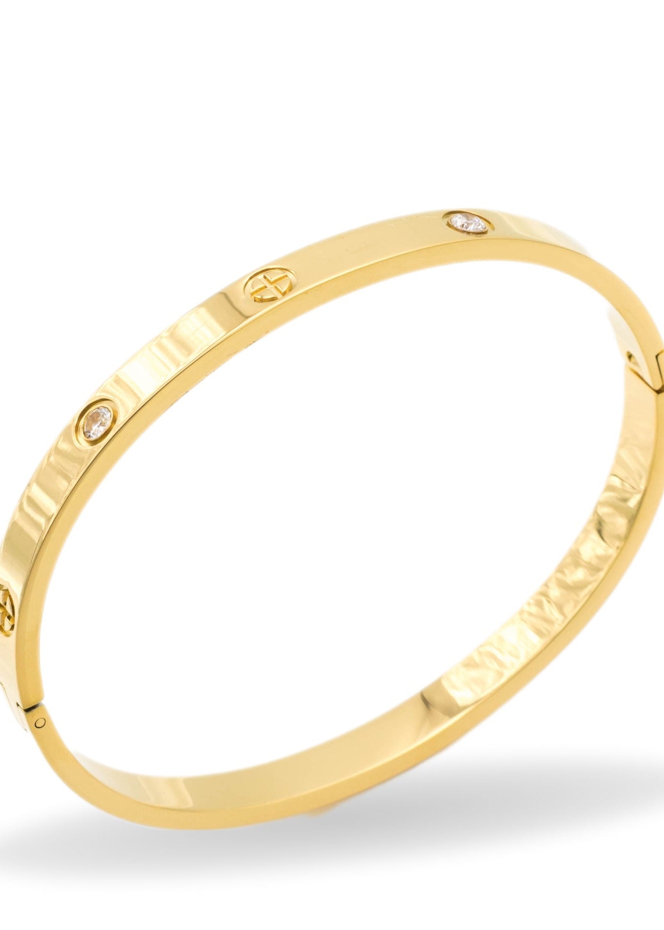 Eleganter Edelstahl Armreif golden, 18k