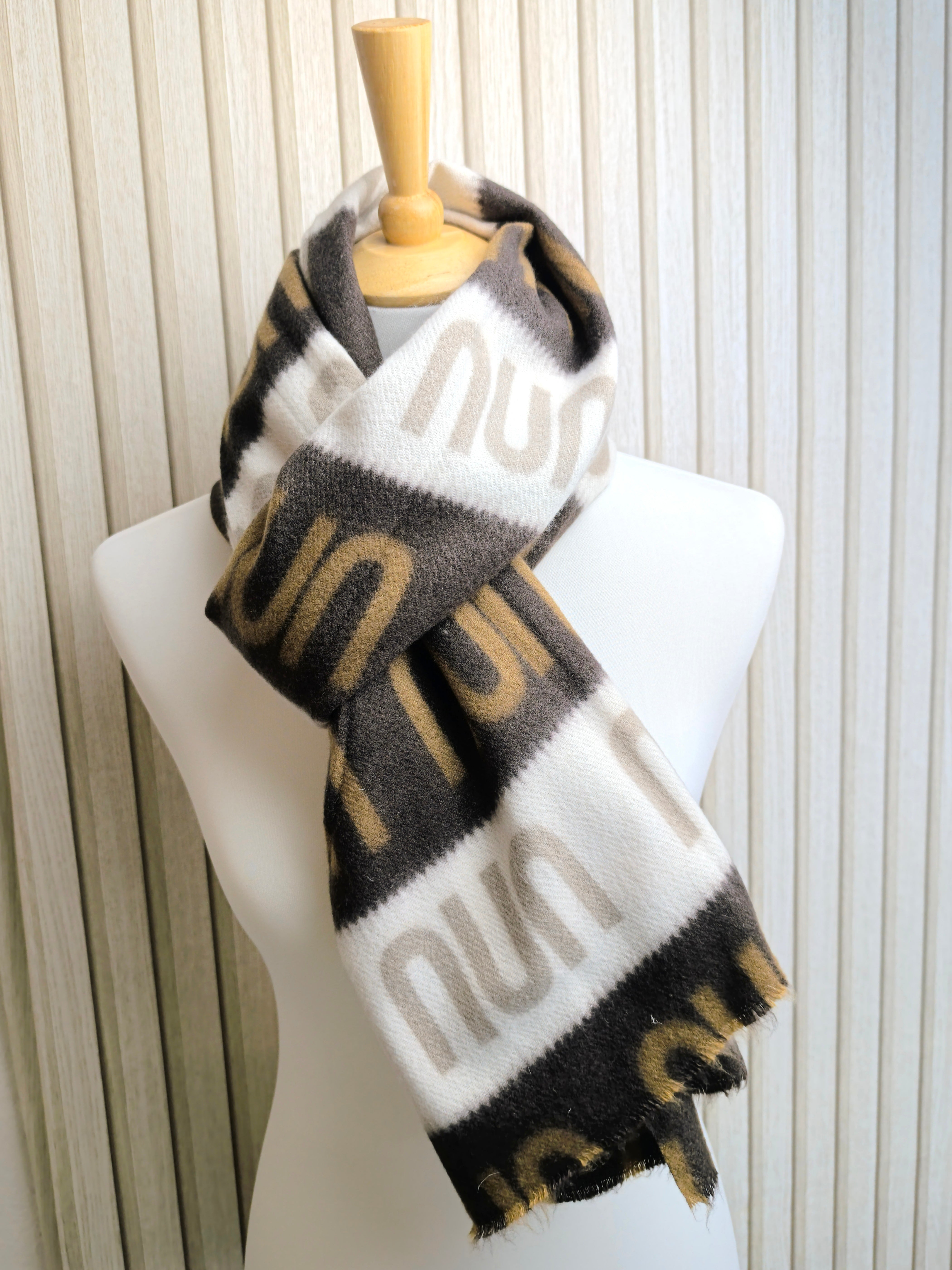 Wollschal/Wendeschal Beige/Schoko