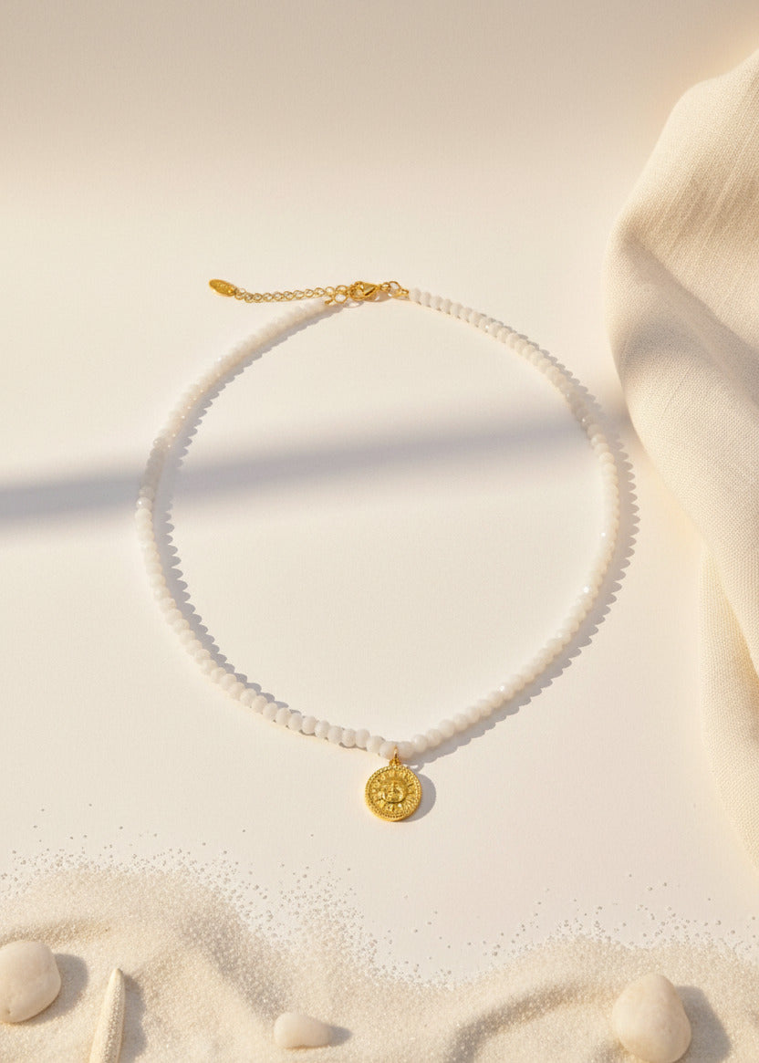 Facettiertes Perlenkettchen in wollweiss