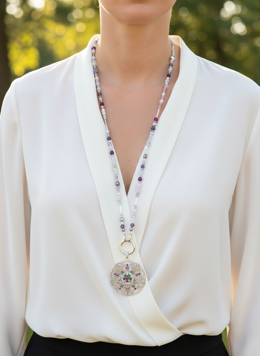 Lange Perlenkette "Libelle" ca. 90 cm