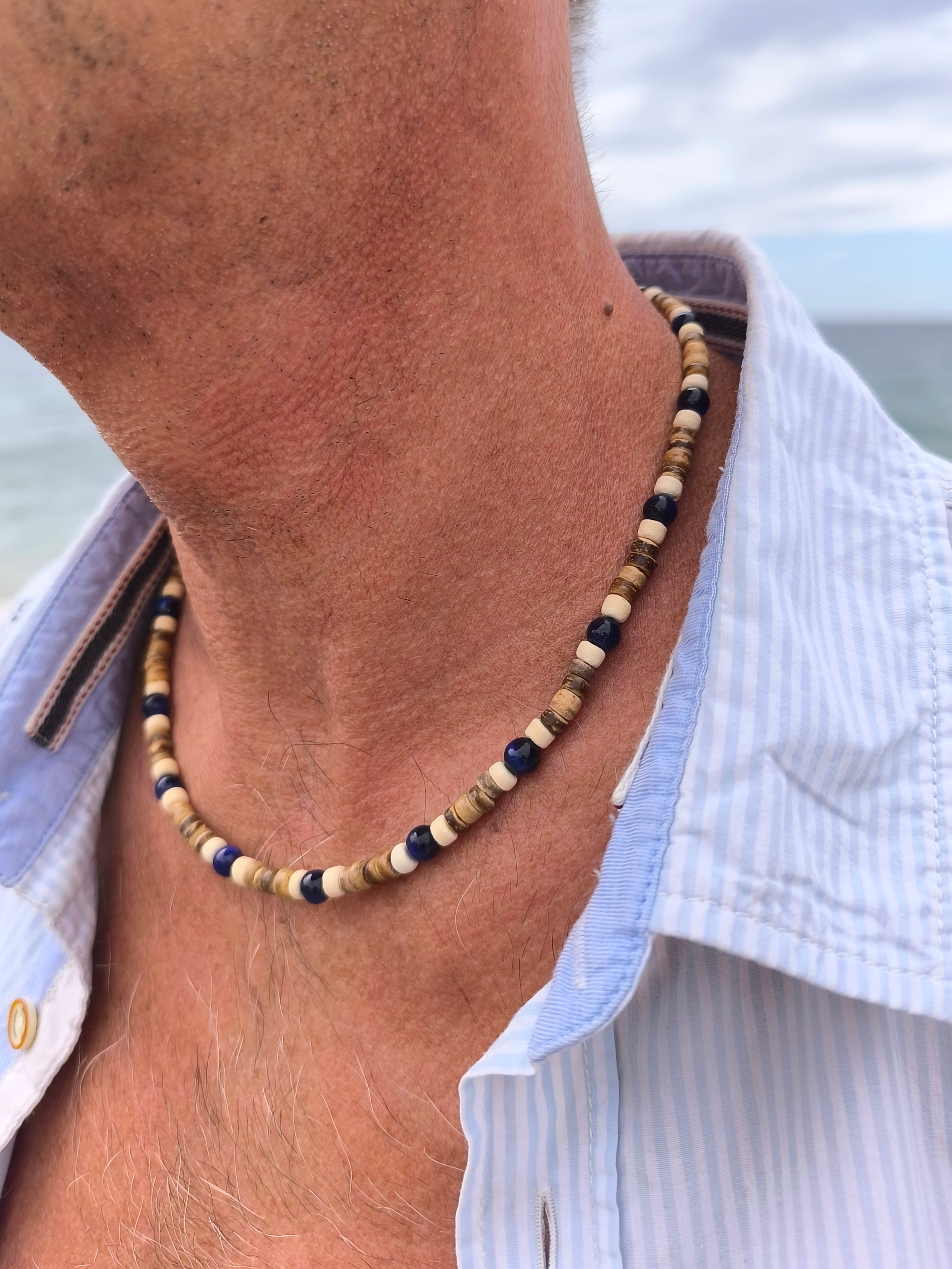 Kokosnusskette im Surferstyle mit Achatperlen