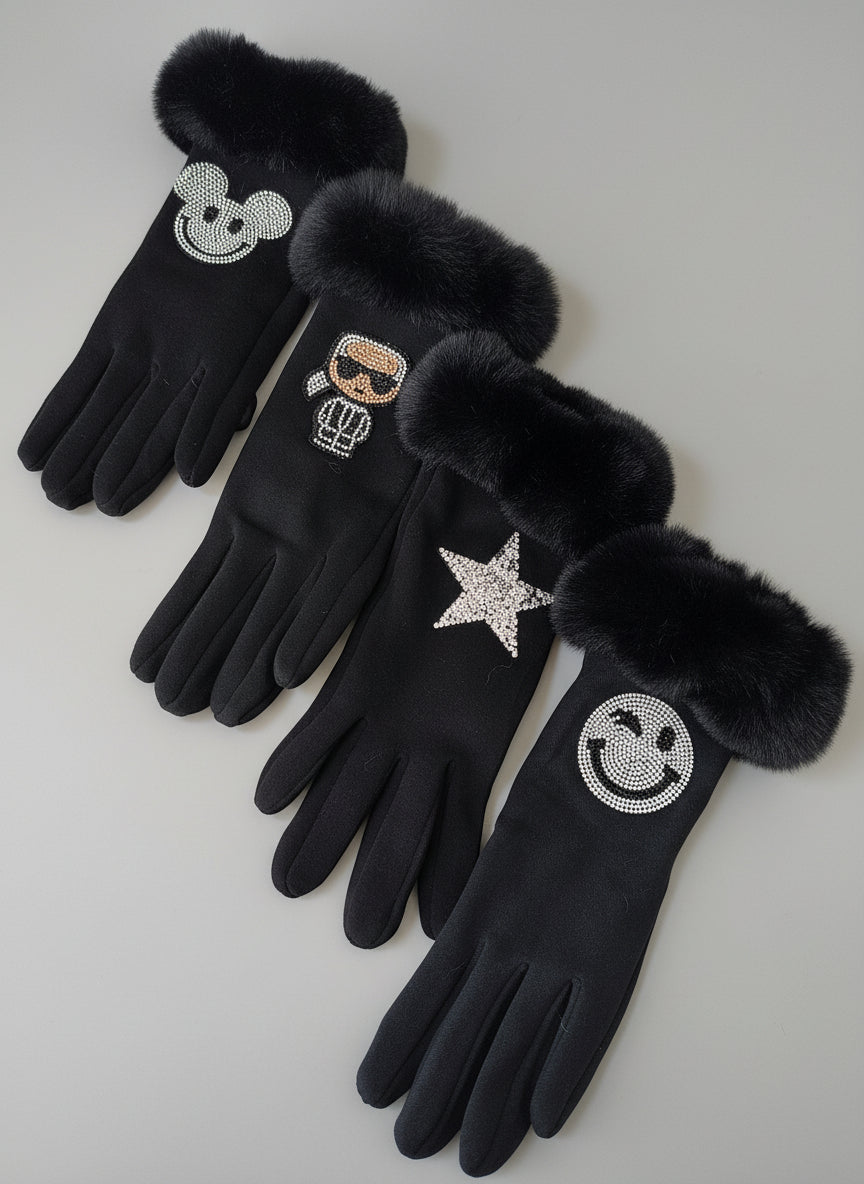 Warme Handschuhe schwarz in 4 Varianten