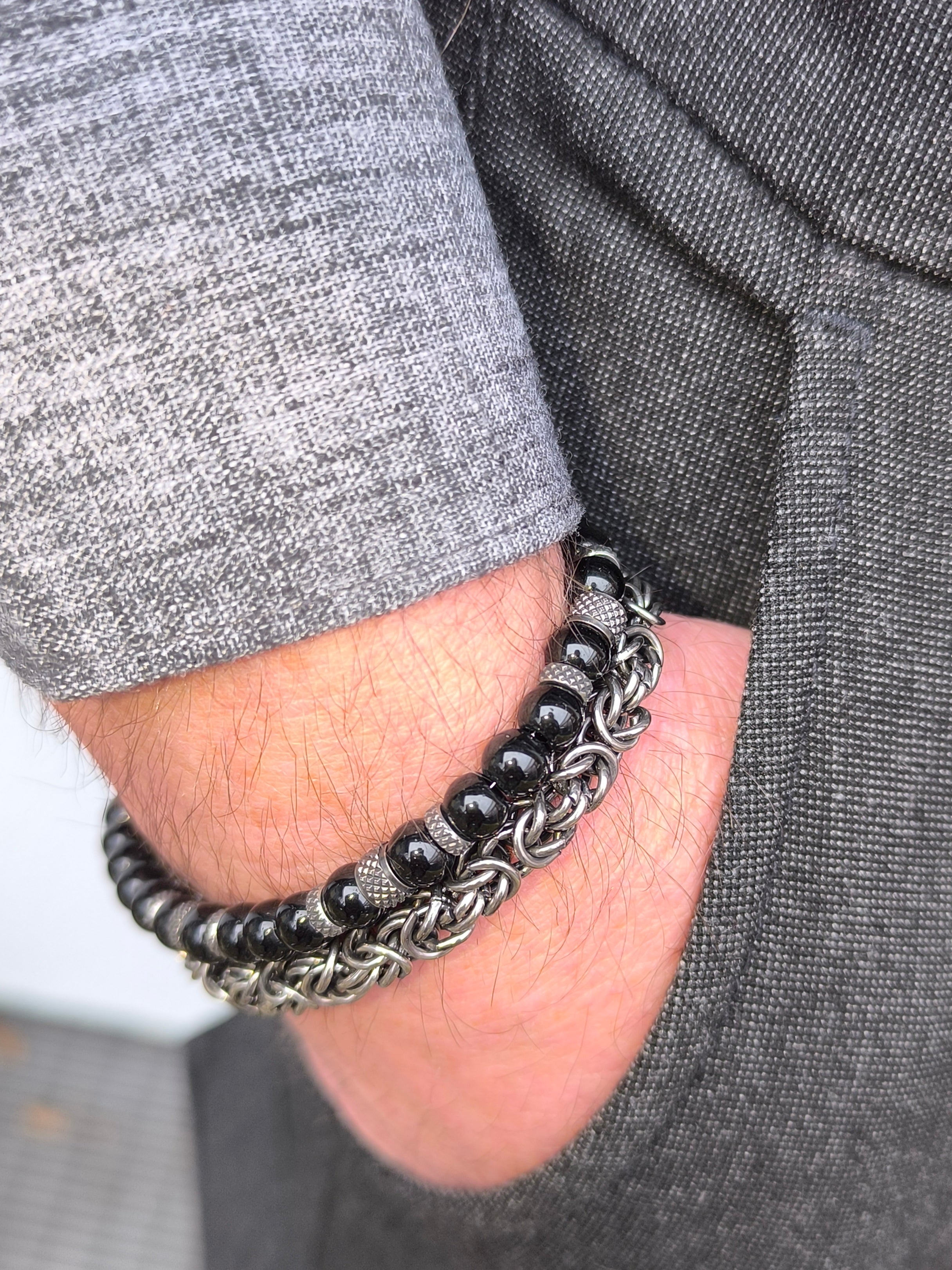 Herren Doppel - Armband "Nexus" in schwarz/silber
