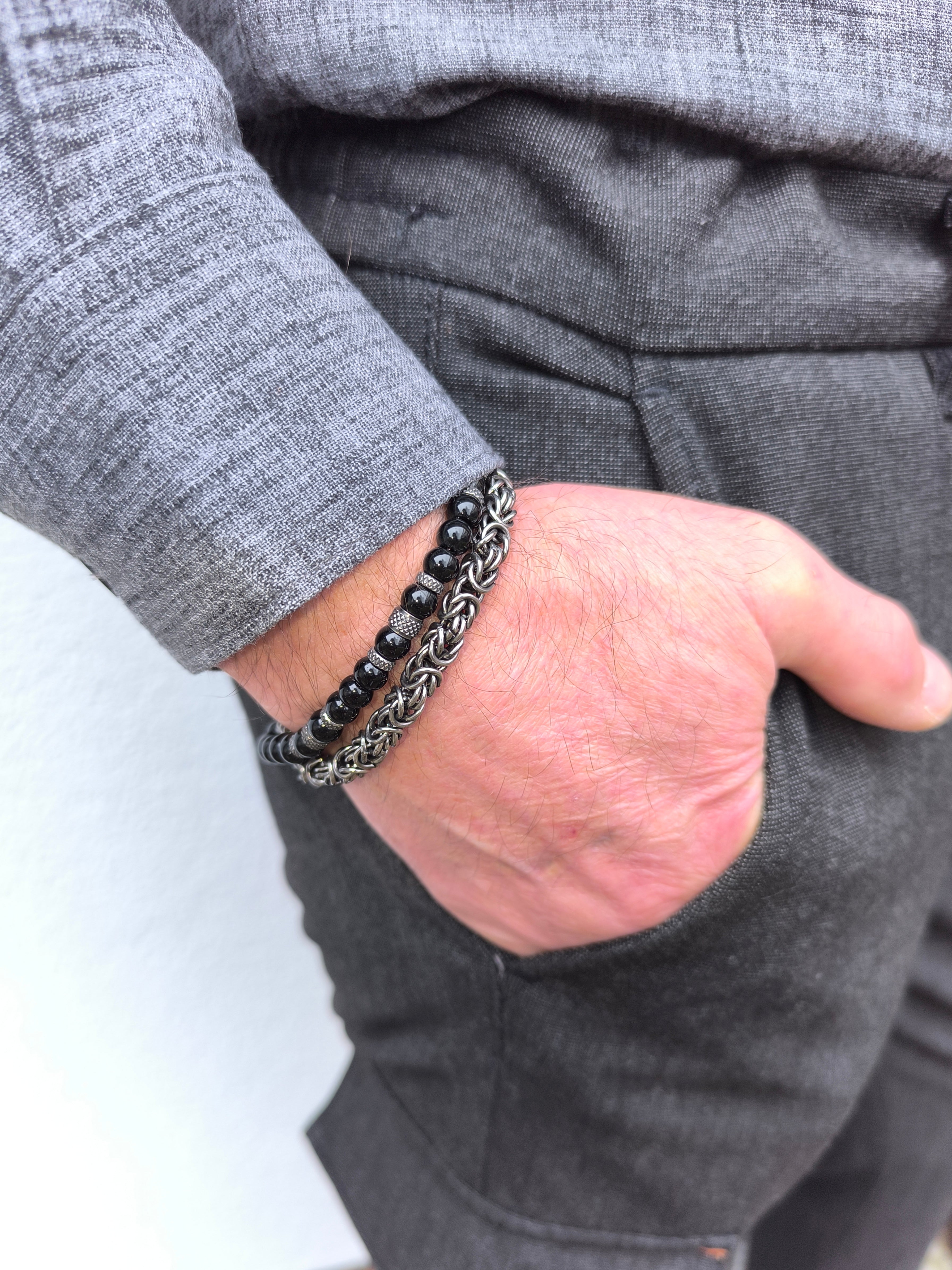 Herren Doppel - Armband "Nexus" in schwarz/silber