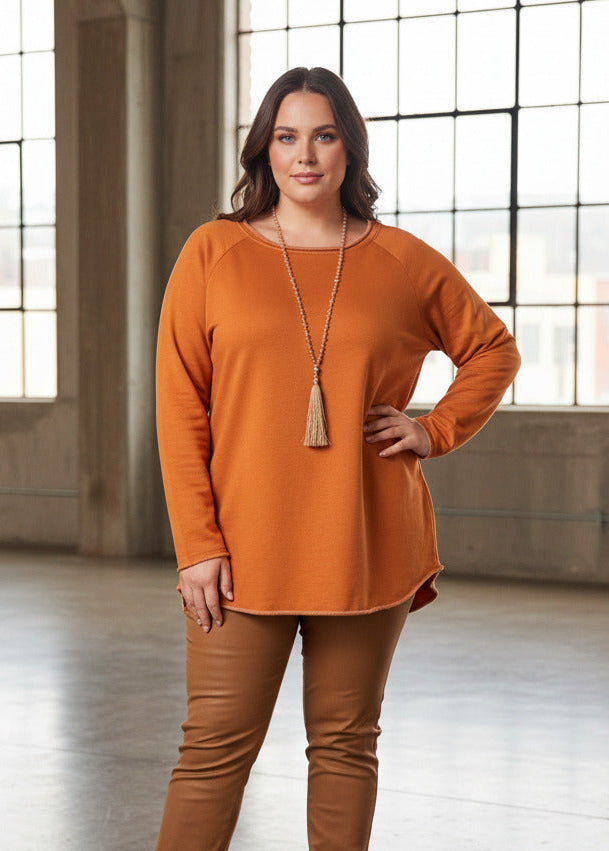 Einfarbiges Sweatshirt aus Baumwolle in rost (40-44)