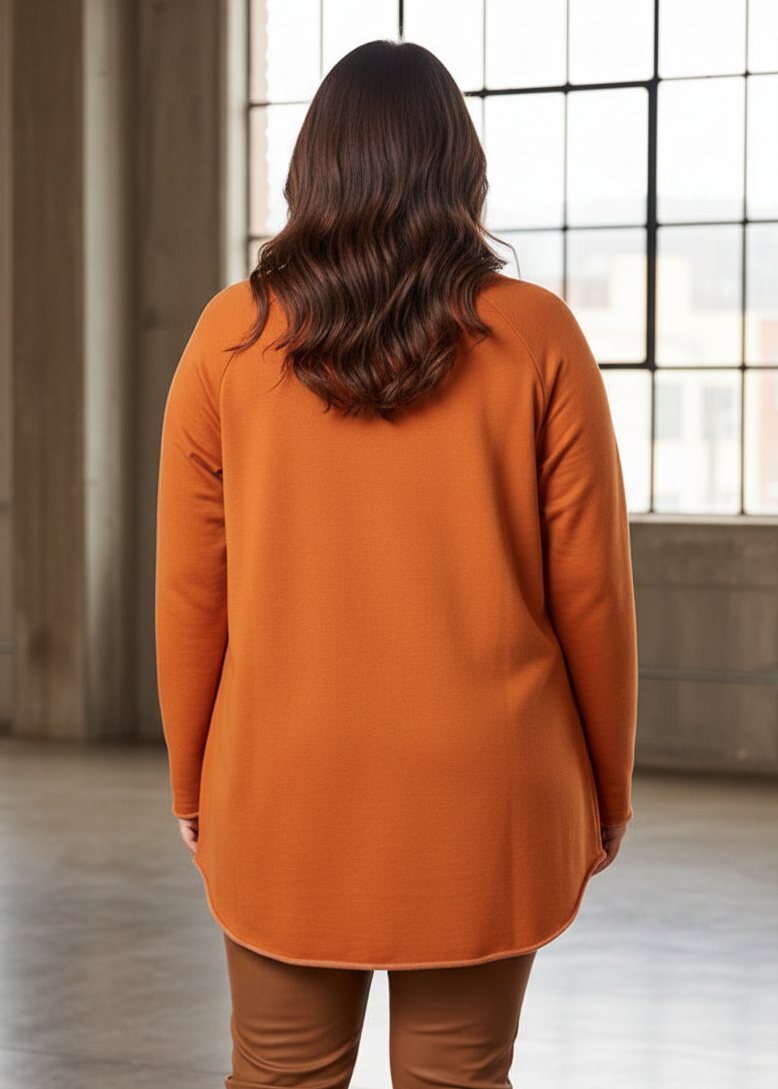 Einfarbiges Sweatshirt aus Baumwolle in rost (40-44)