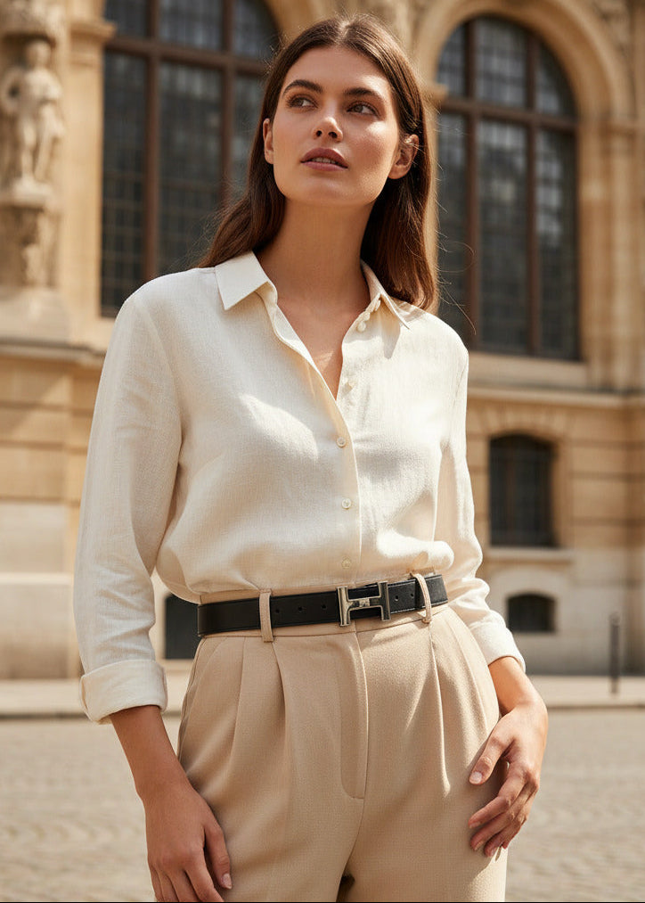 Ledergürtel mit silberner Schnalle in schwarz (95/105cm)