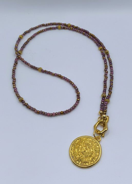 Lange Halskette mit kleinen Perlchen altrosa/gold