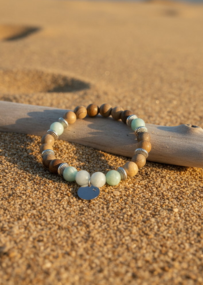Armbänder aus Edelsteinen und Holz in 2 Varianten