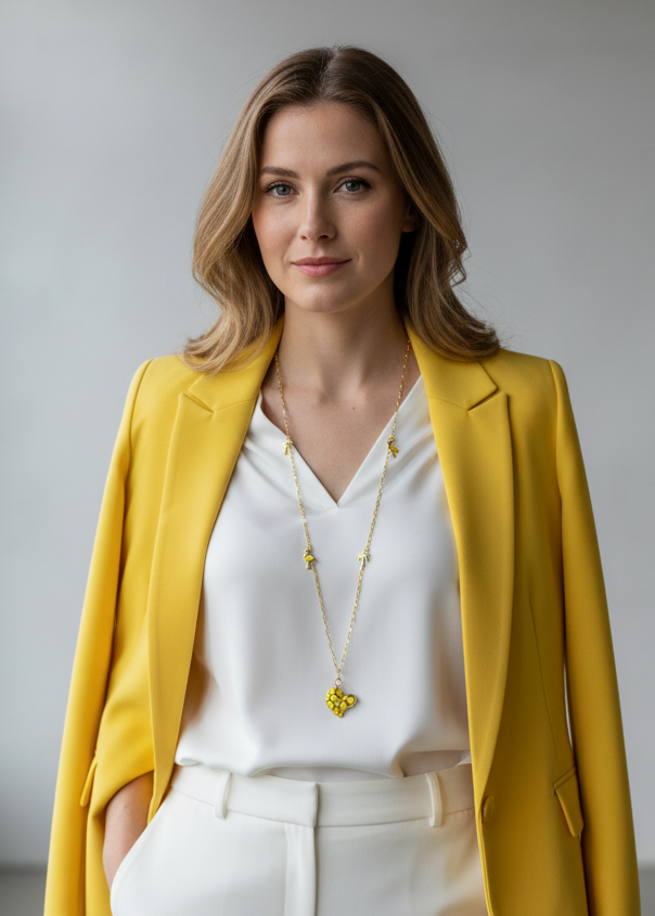 Halskette lang mit verschiedenen Charms goldfarben/gelb