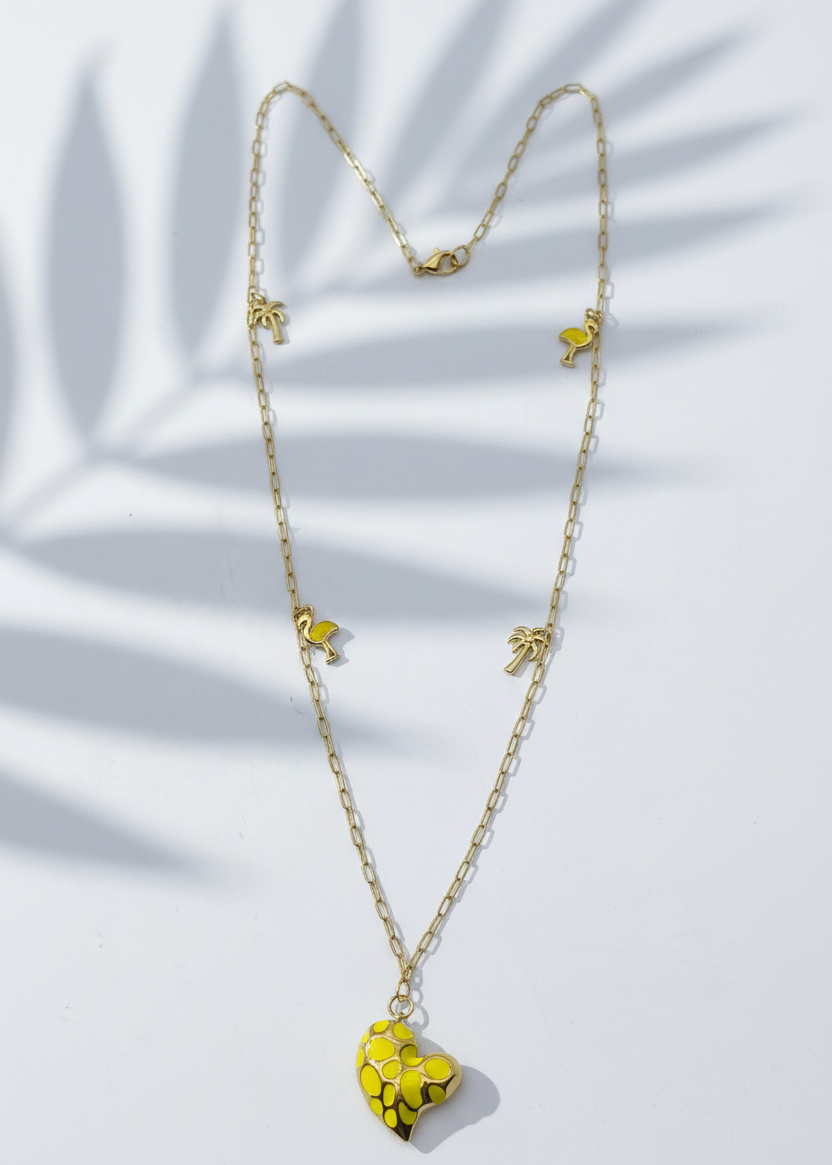 Halskette lang mit verschiedenen Charms goldfarben/gelb