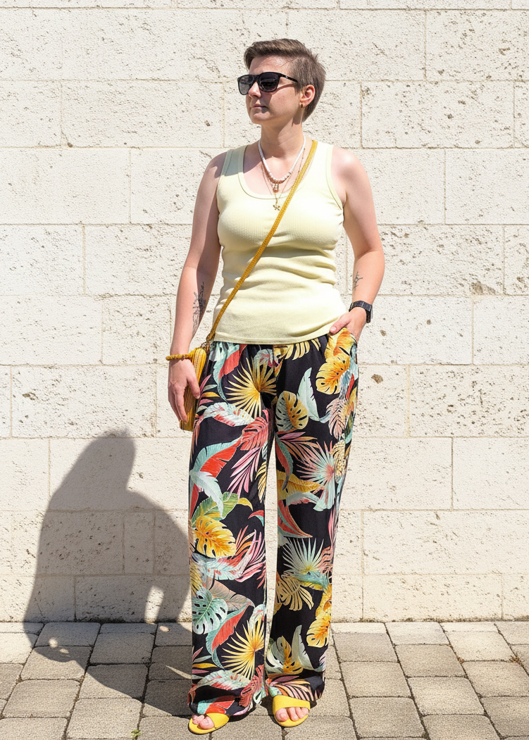 Leichte Marlene Hose Schwarz/Mehrfarbig (36-40)
