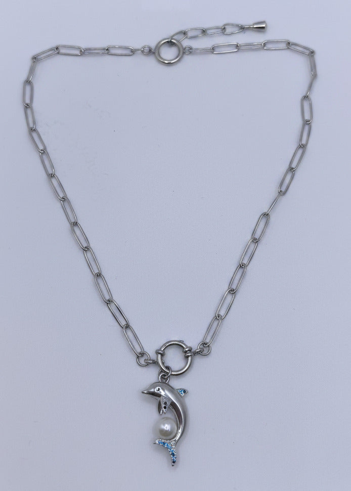 Edelstahl Halskette "Delfin" silber