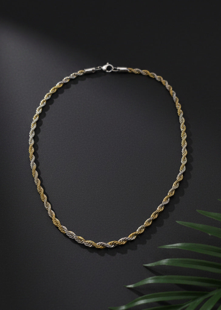 Geflochtene Edelstahl Halskette "Twister" Gold/Silber