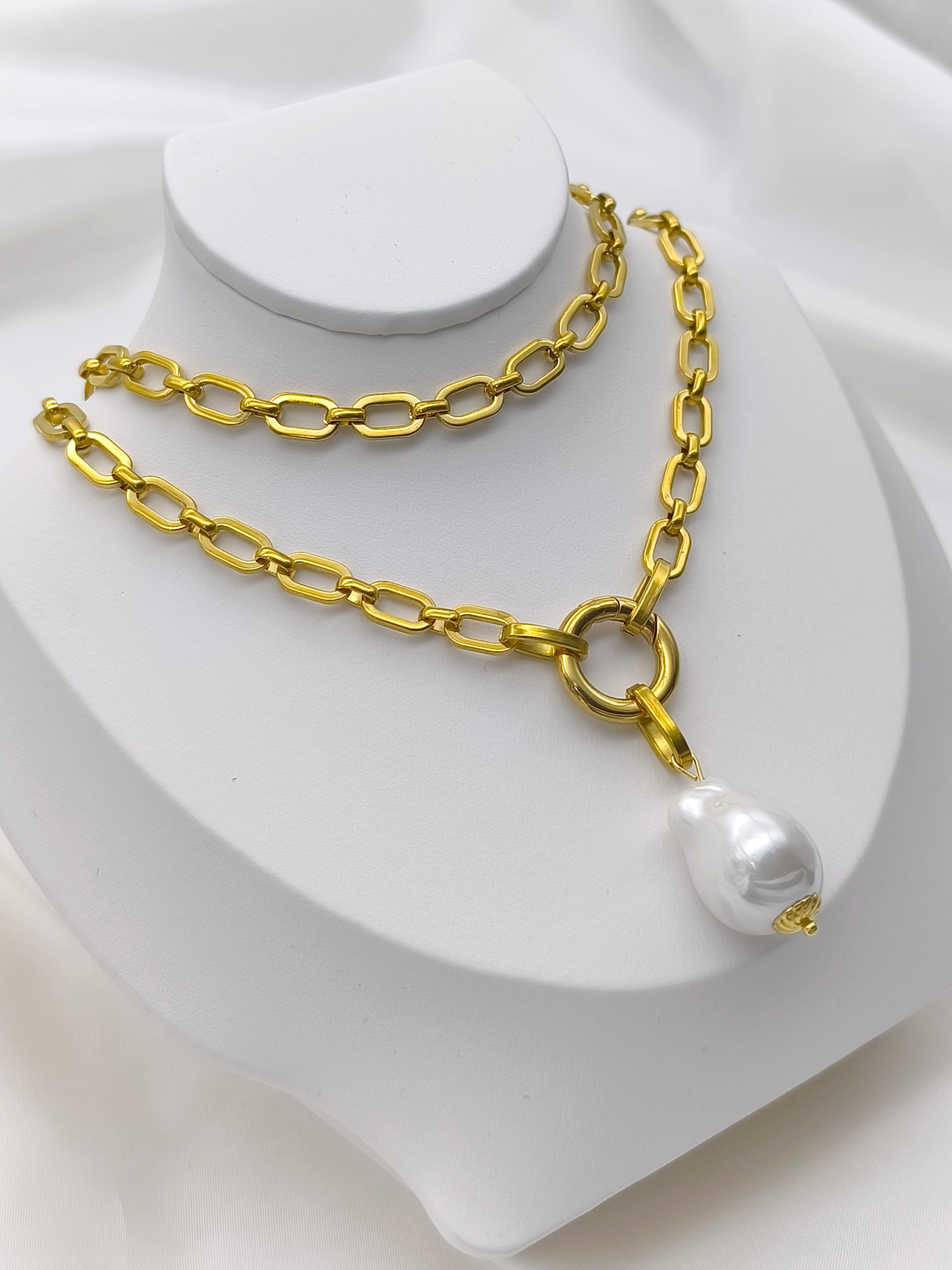 Lange Statement - Kette mit Barockperle