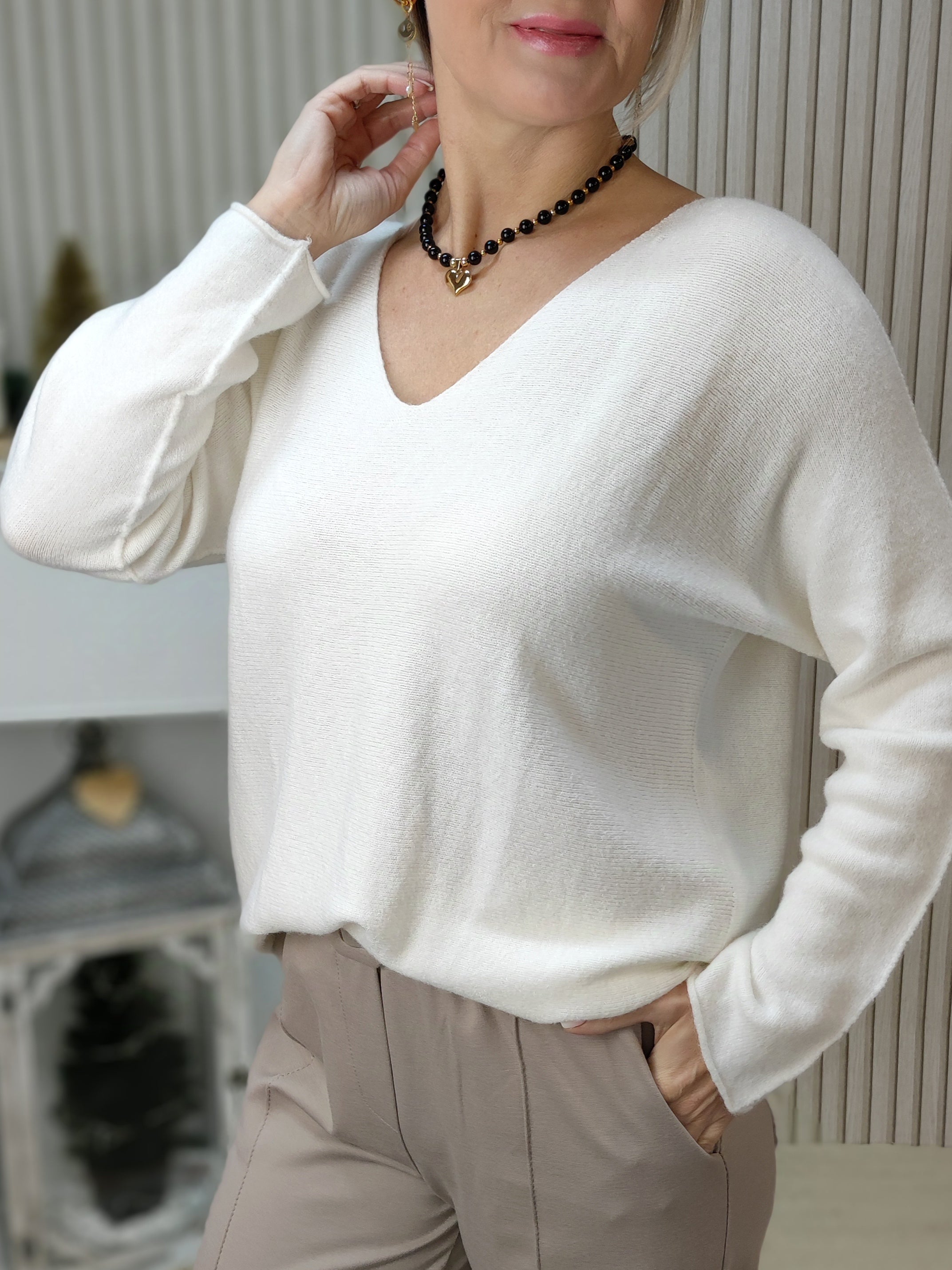 Limited Edition - schwarze Achat Perlen Kette mit Herz