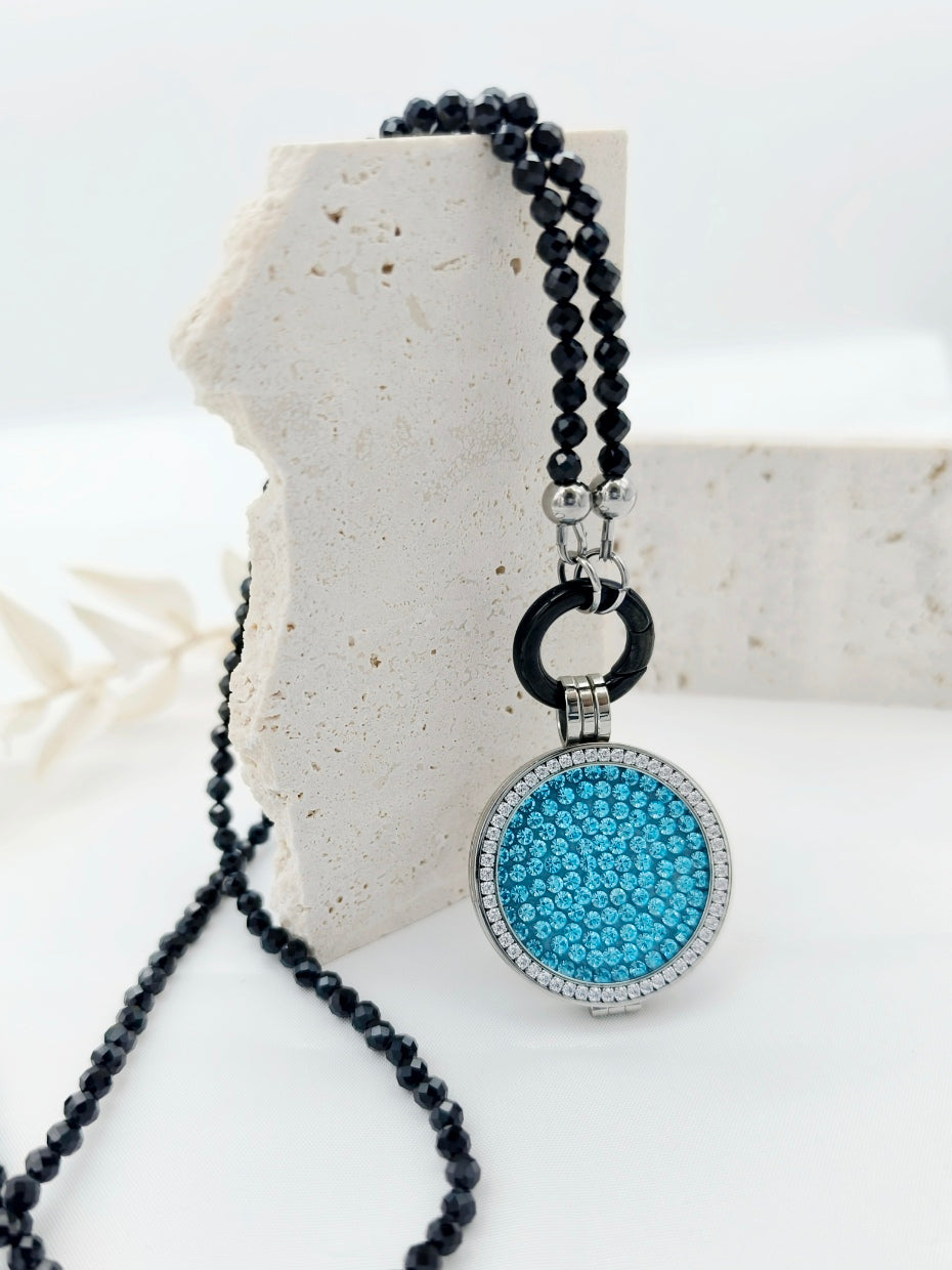 Lange Vario Perlenkette schwarz