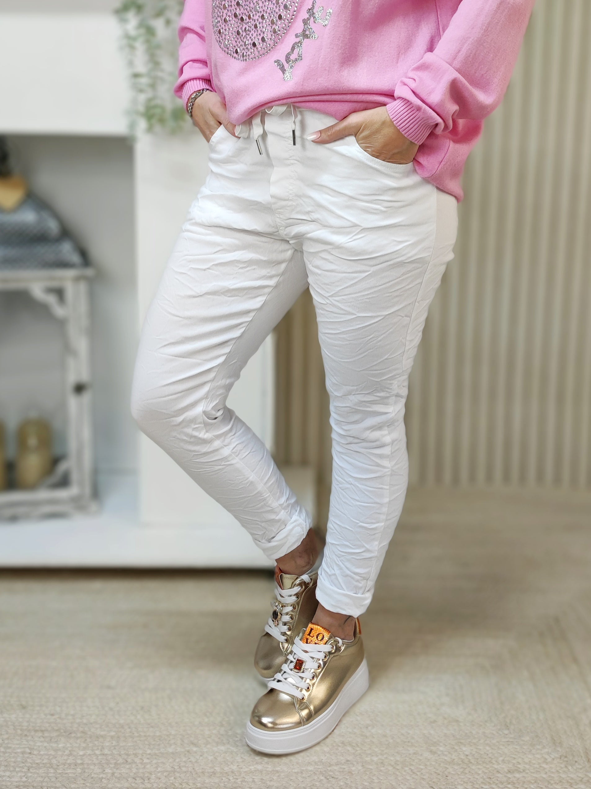 Stretchhose/Joggpant weiß (36-42)