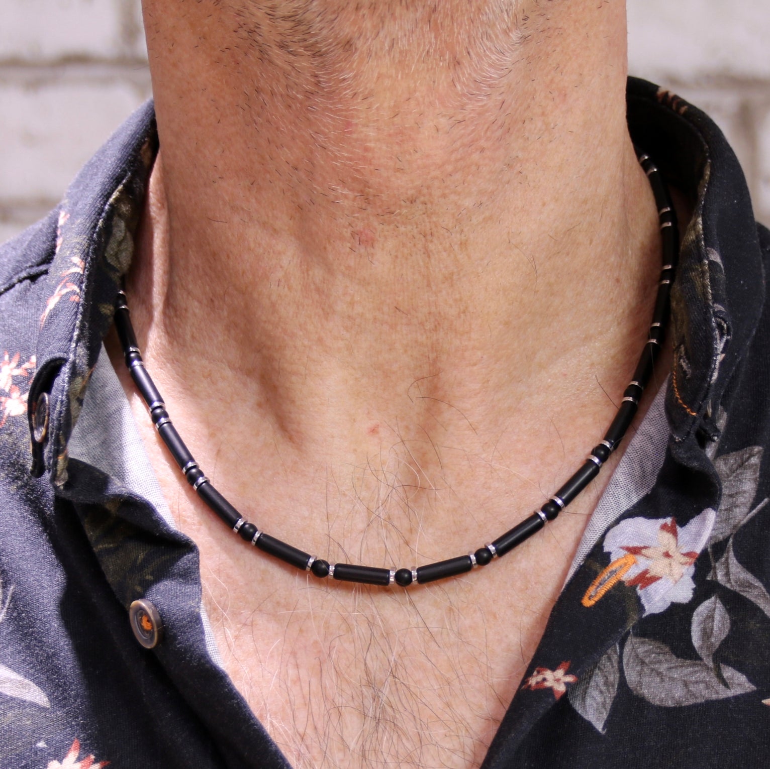 Edelsteinkette aus schwarzem Achat