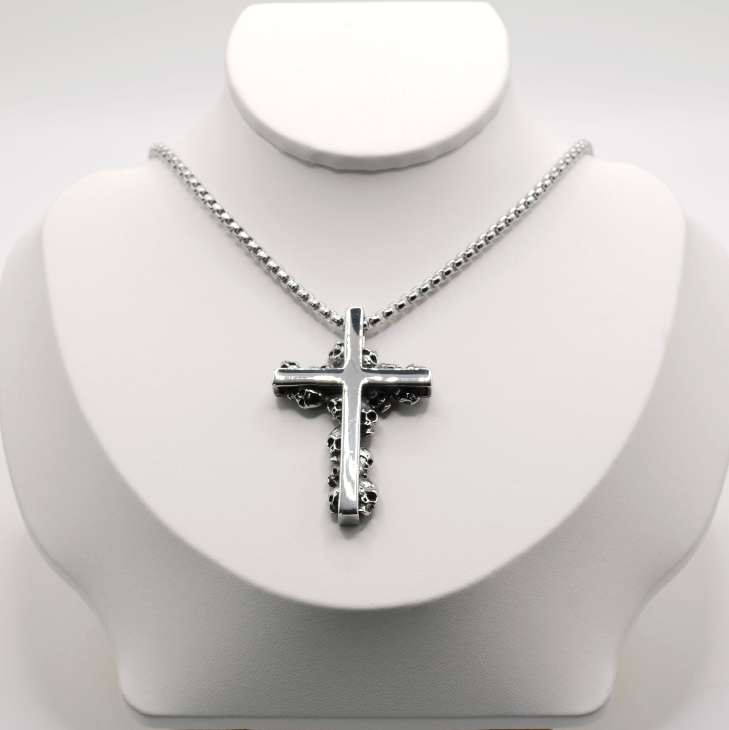 Edelstahl Kreuzkette mit Sculls