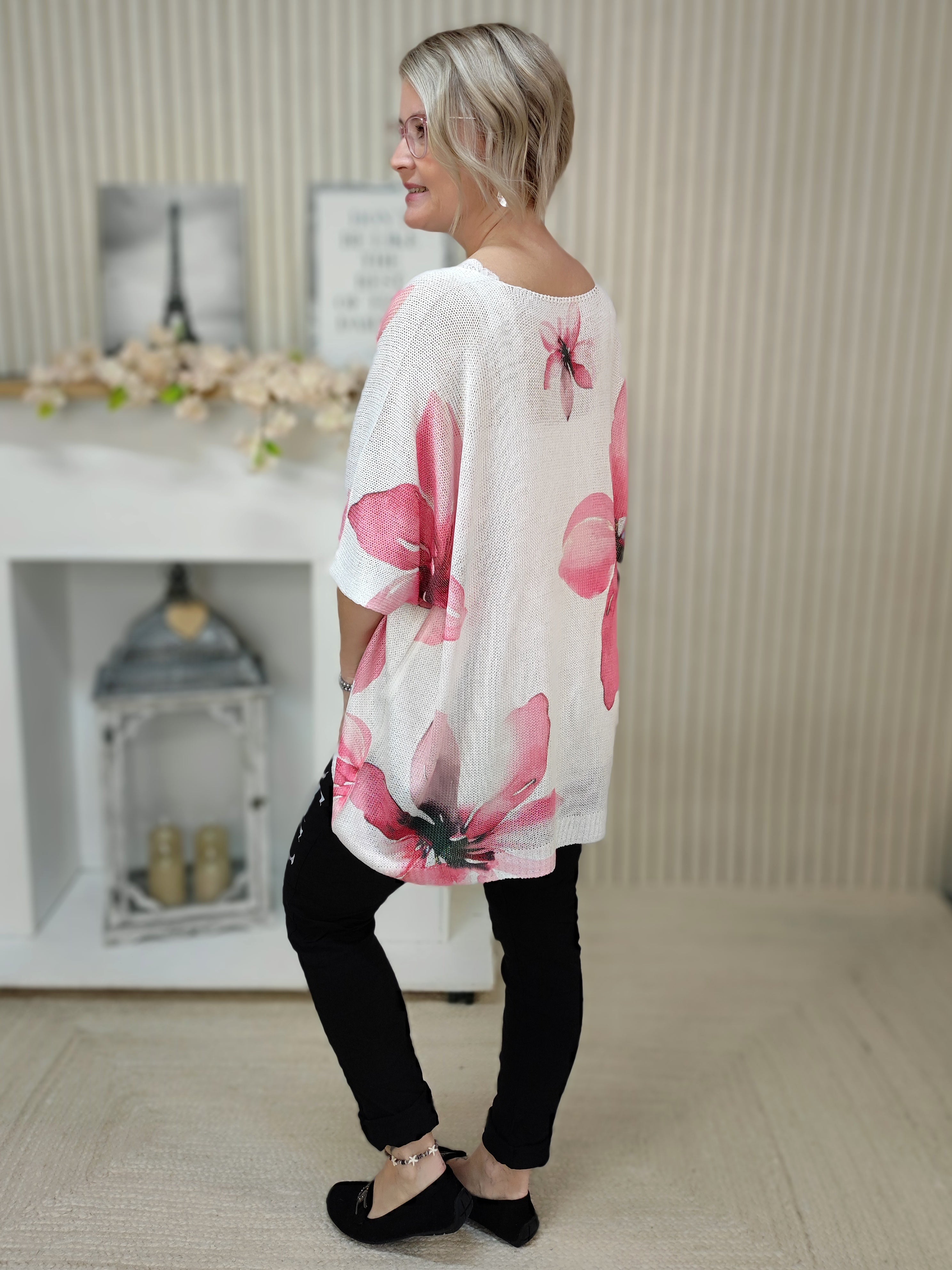 Loch - Strickpullover weiss/pink (38-44)