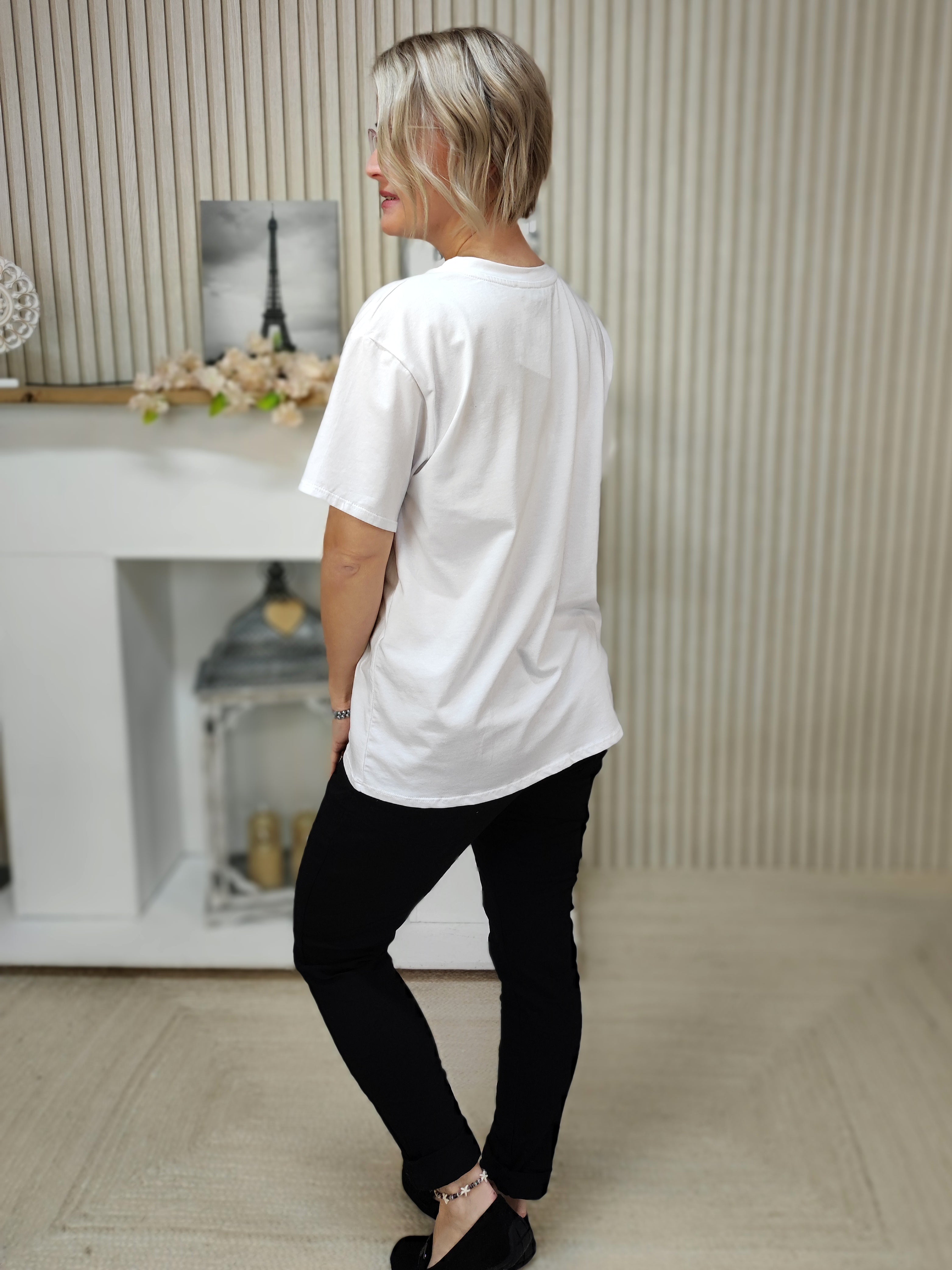 T-Shirt "Little Dog" weiß/rosa (36-40/42-46)