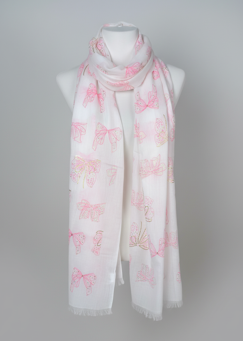 Leichtes Halstuch weiß/rosa