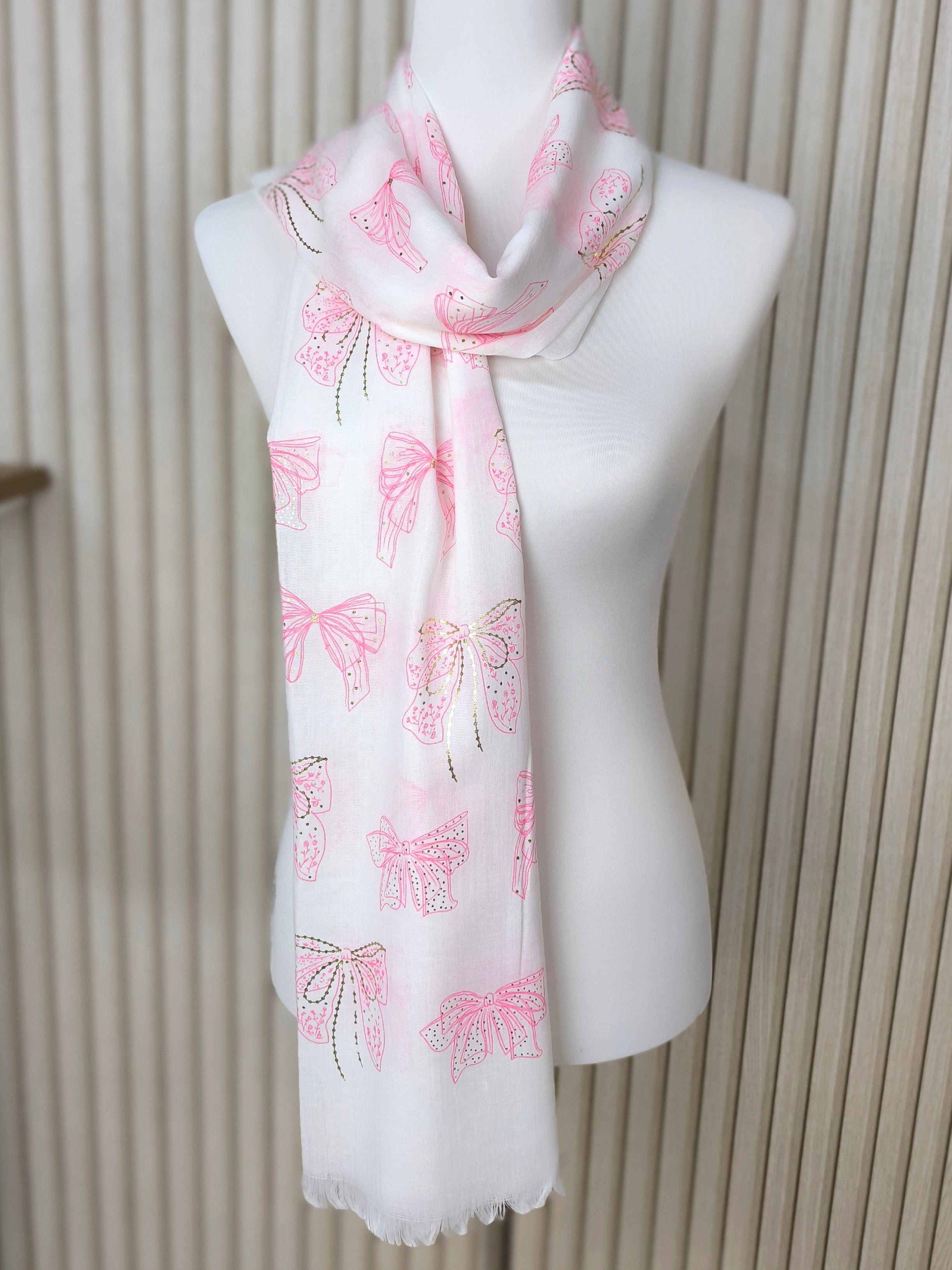 Leichtes Halstuch weiß/rosa