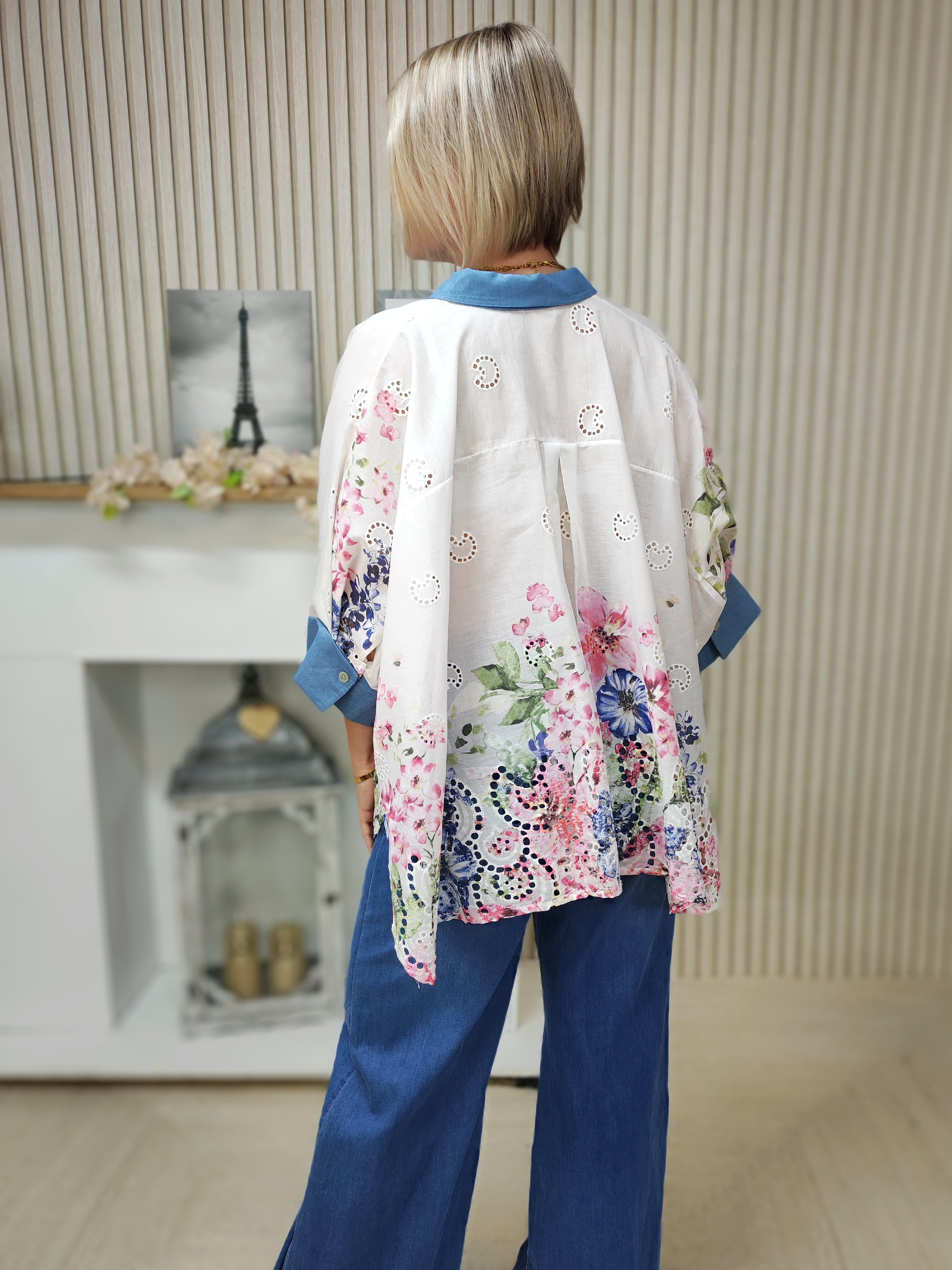 Bluse "Flower Power" weiss/mehrfarbig (38-44)