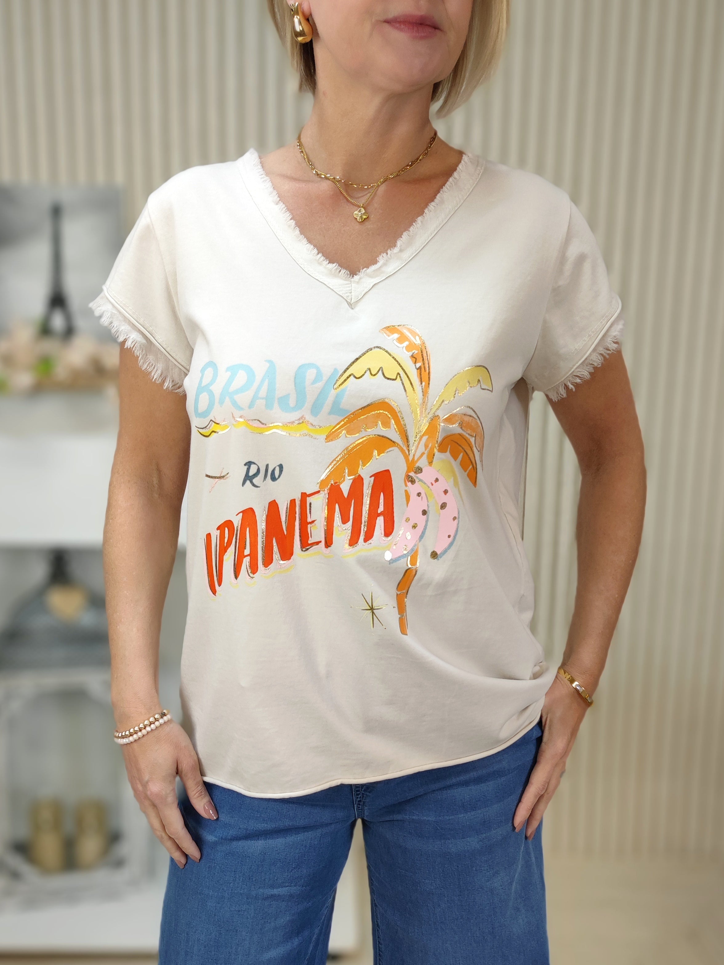 T-Shirt "Brasil" beige (36-42)