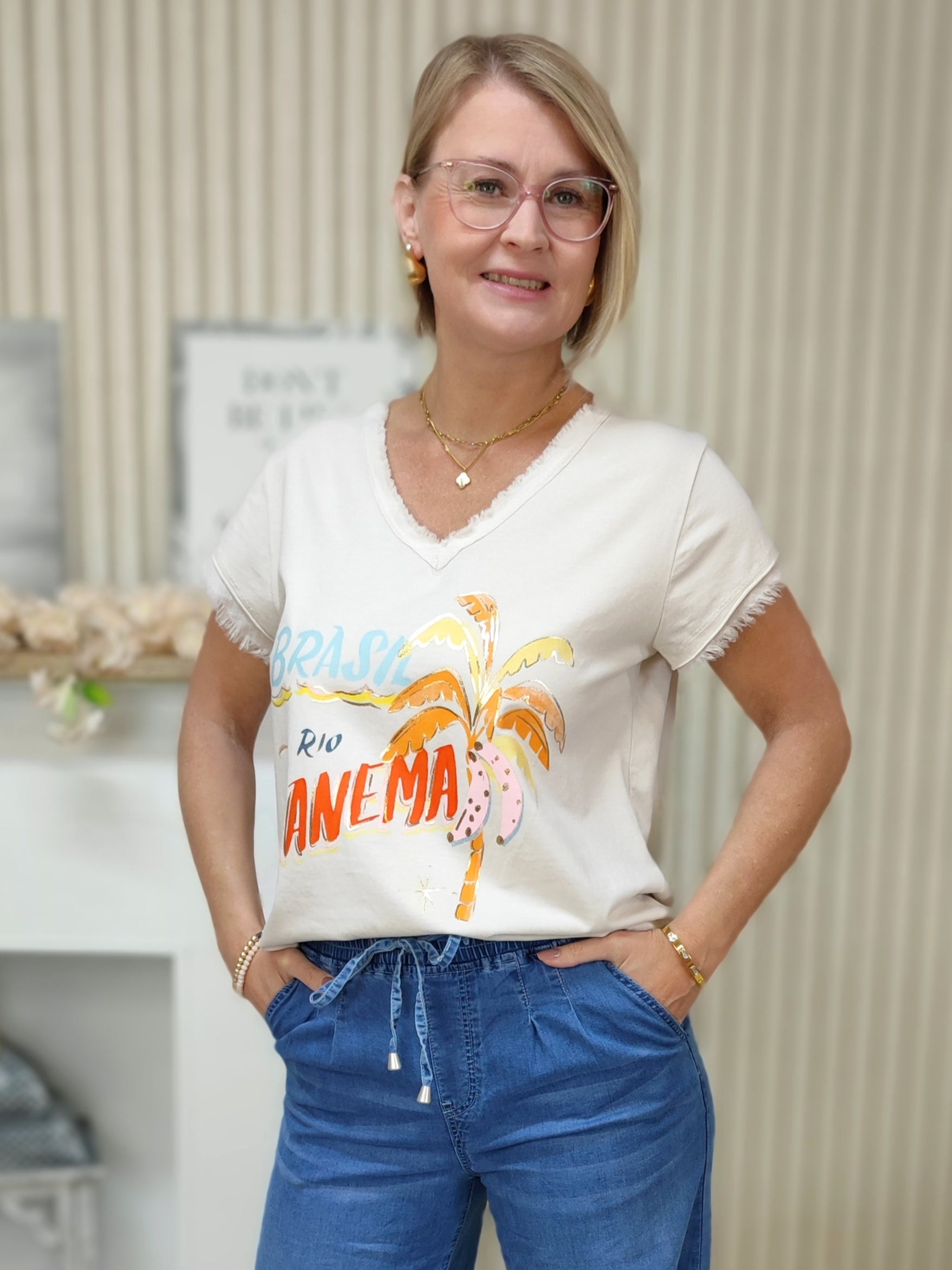 T-Shirt "Brasil" beige (36-42)