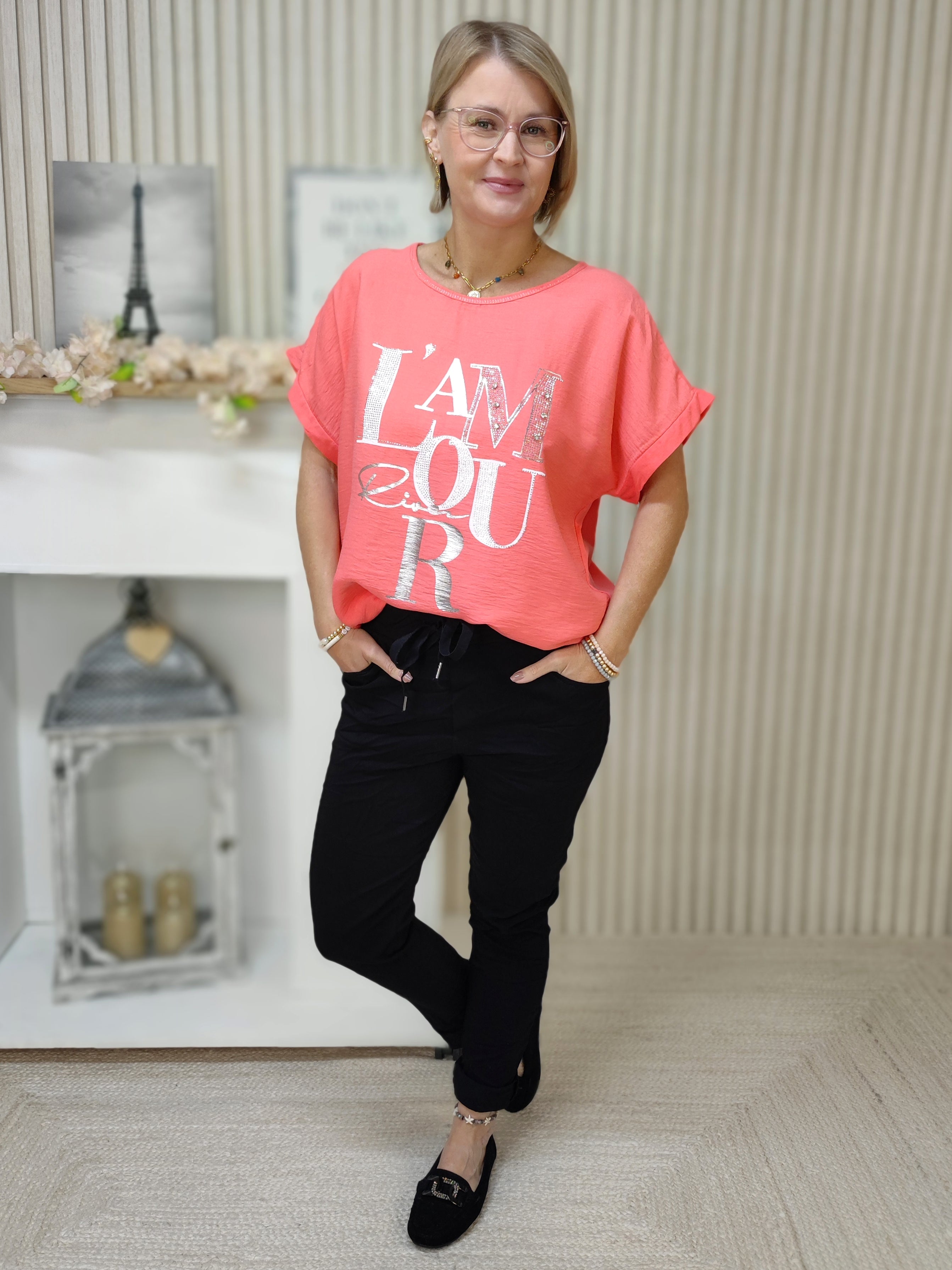 Shirt "L'amour" koralle (36-42)