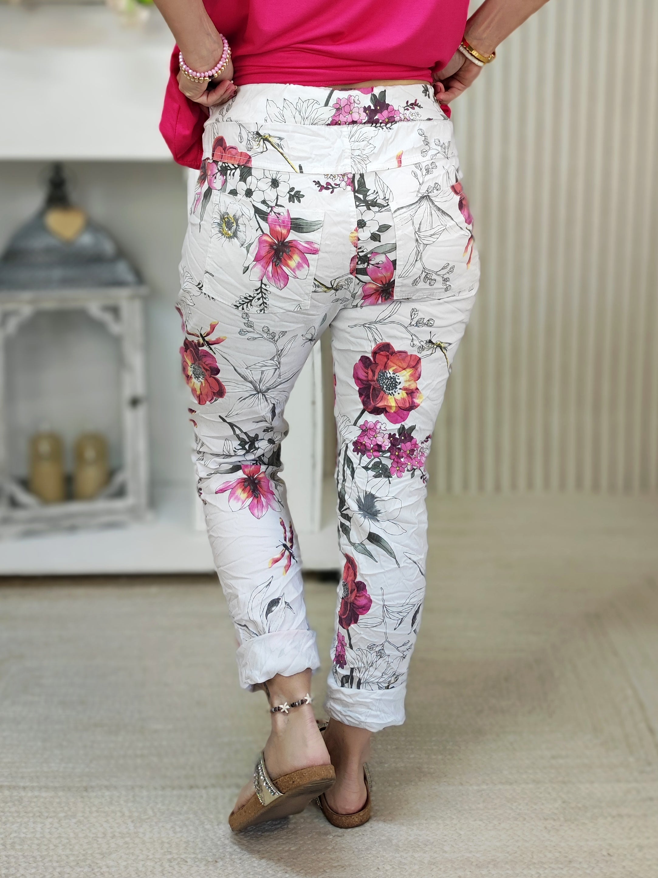 Stretchhose/Joggpant "Sophie" weiß/bunt (38-42/44)