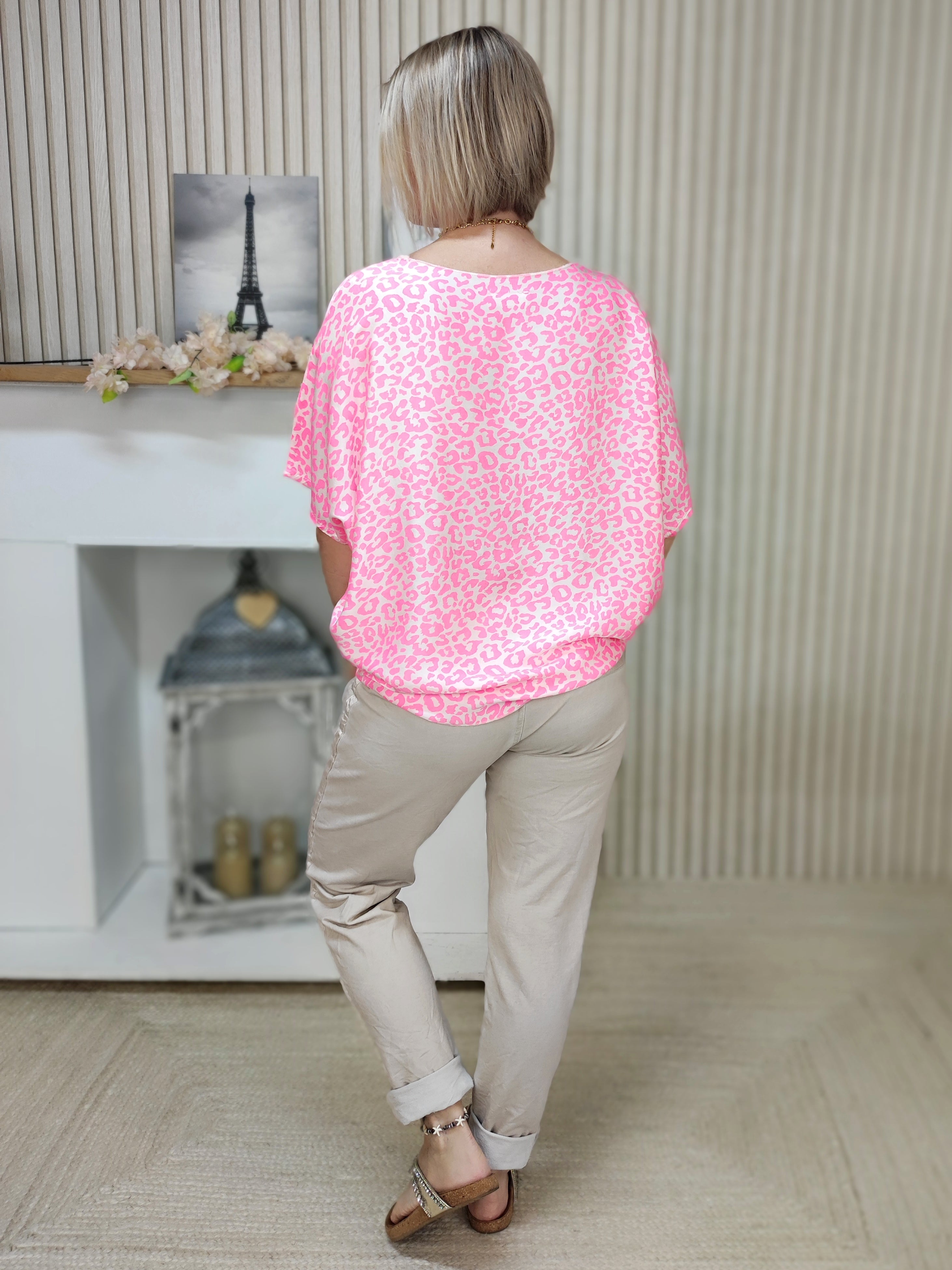 Leo Shirt Seidenoptik neon-pink (38-42)