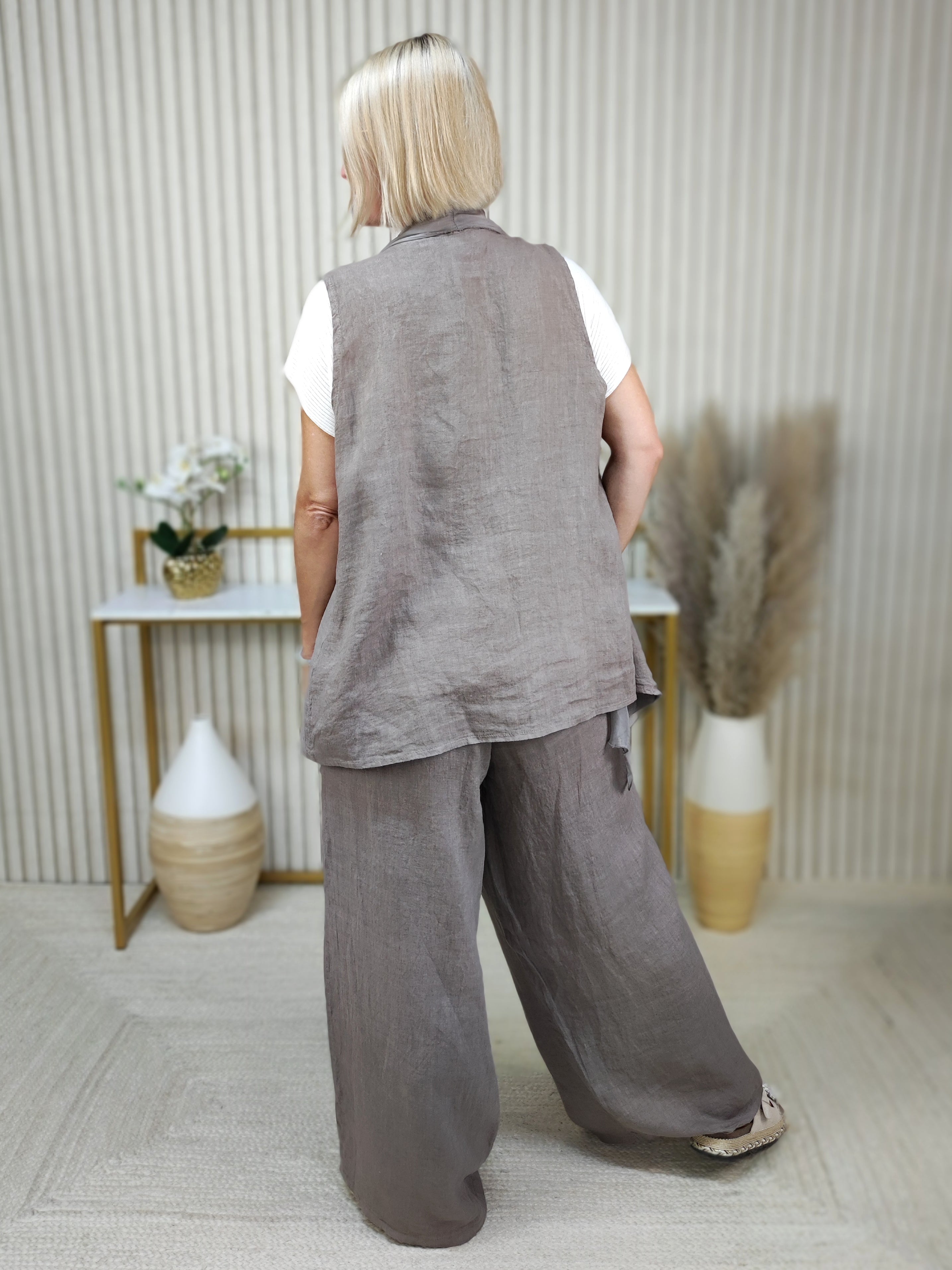 Leichte Leinen Weste mud (38-44)
