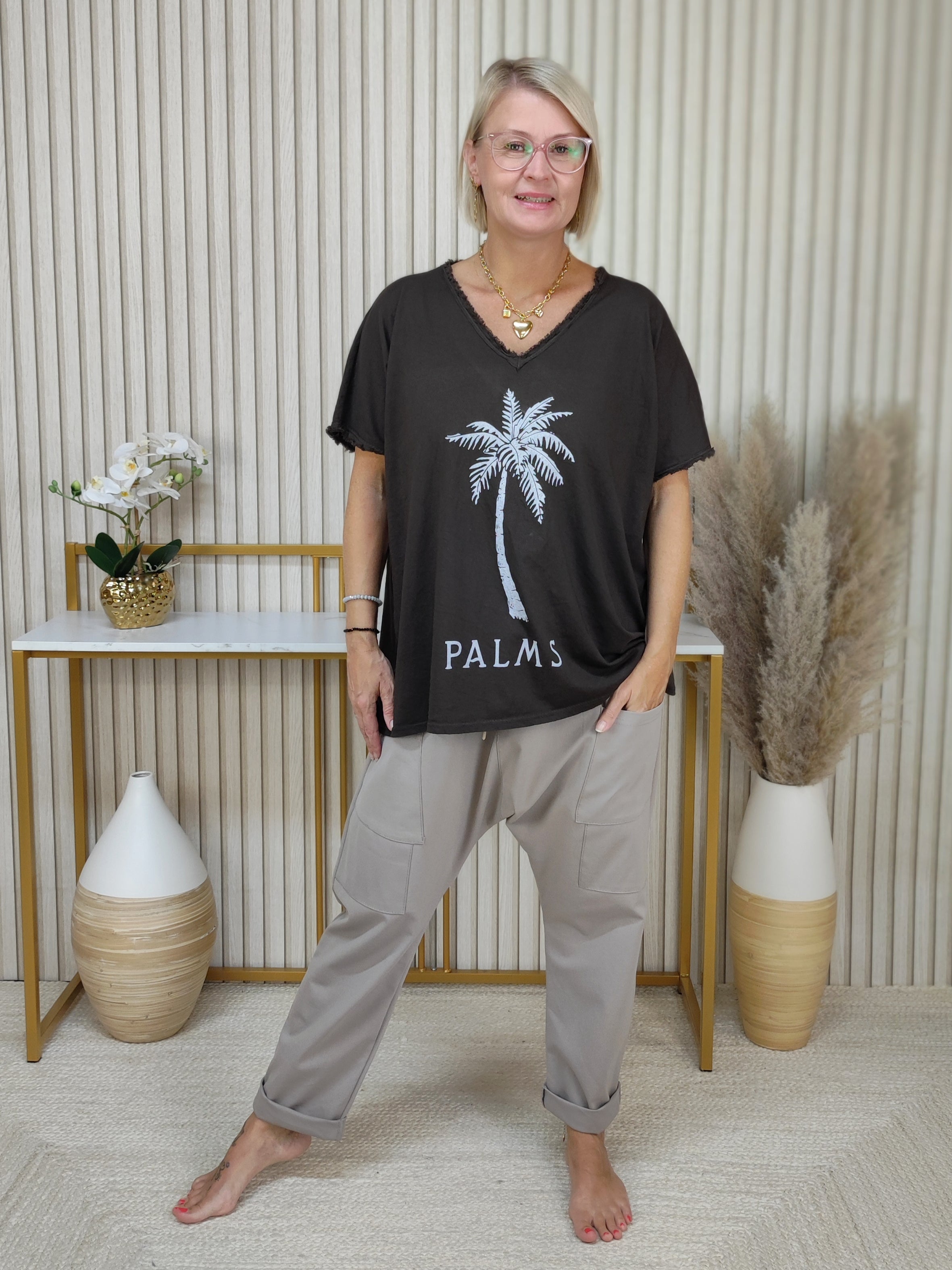 T-Shirt "Palm" Dunkelbraun (40-44)