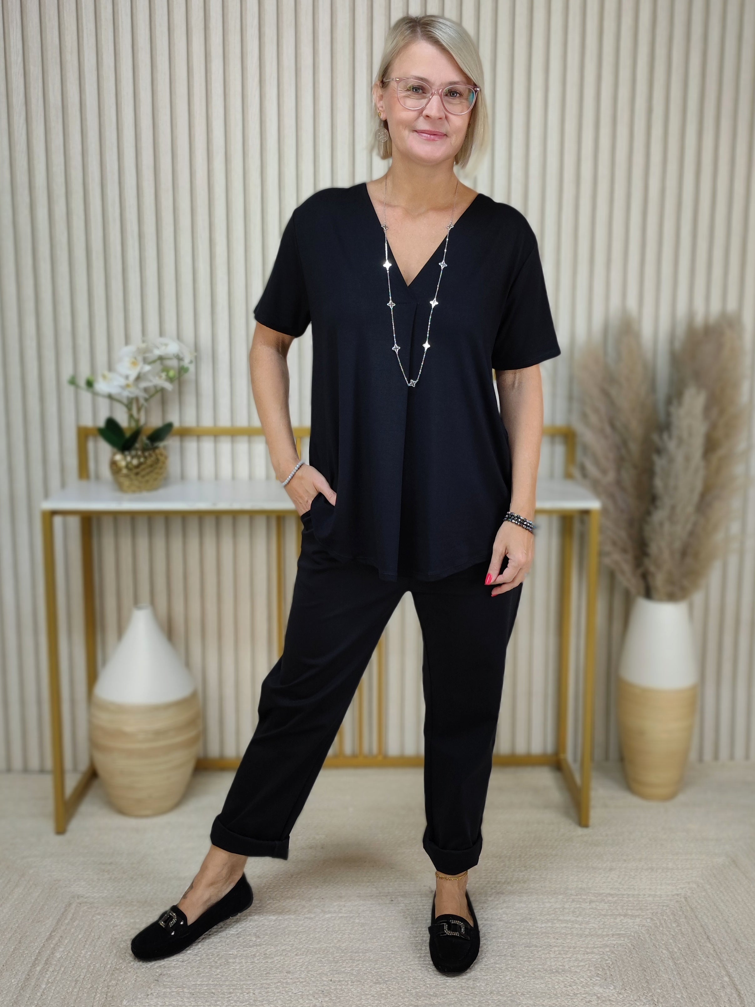 Shirt uni schwarz (36-42)