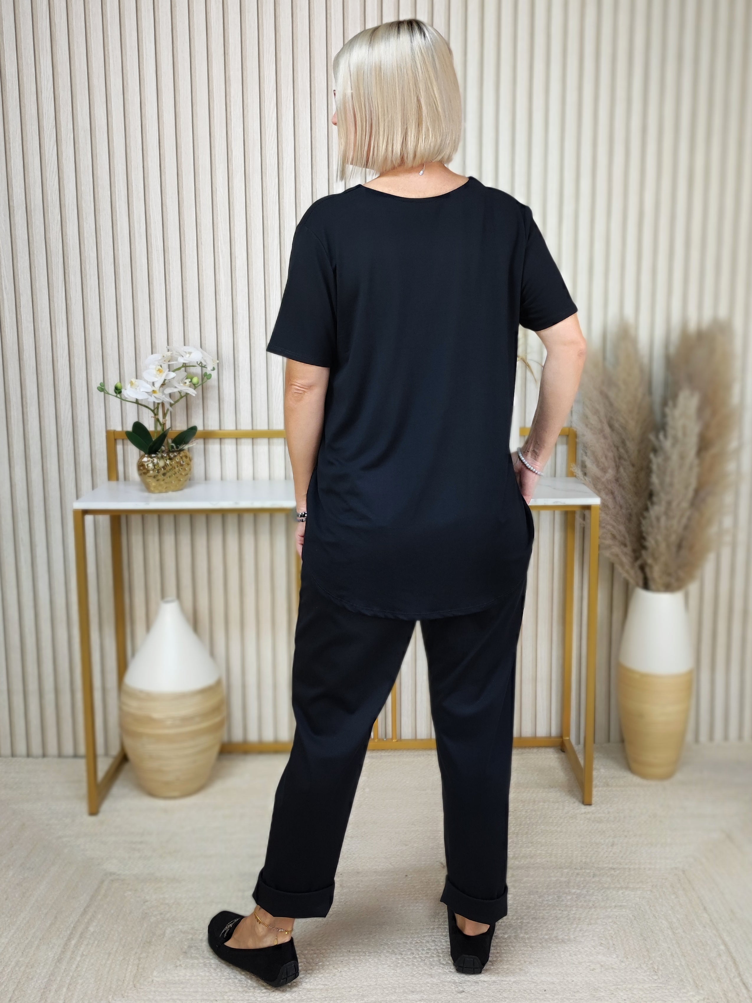 Shirt uni schwarz (36-42)