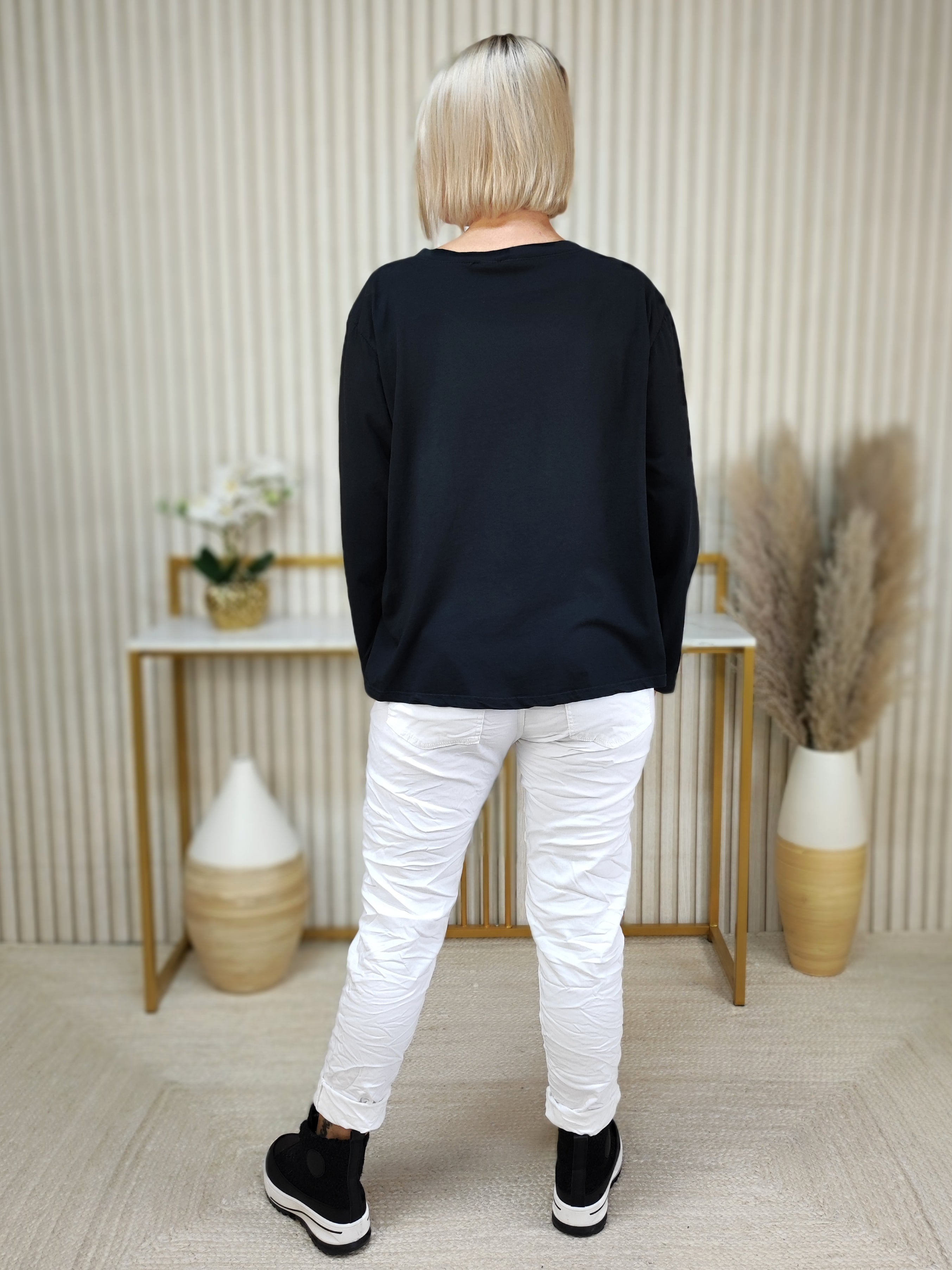 Langarmshirt "5" schwarz (38-42)