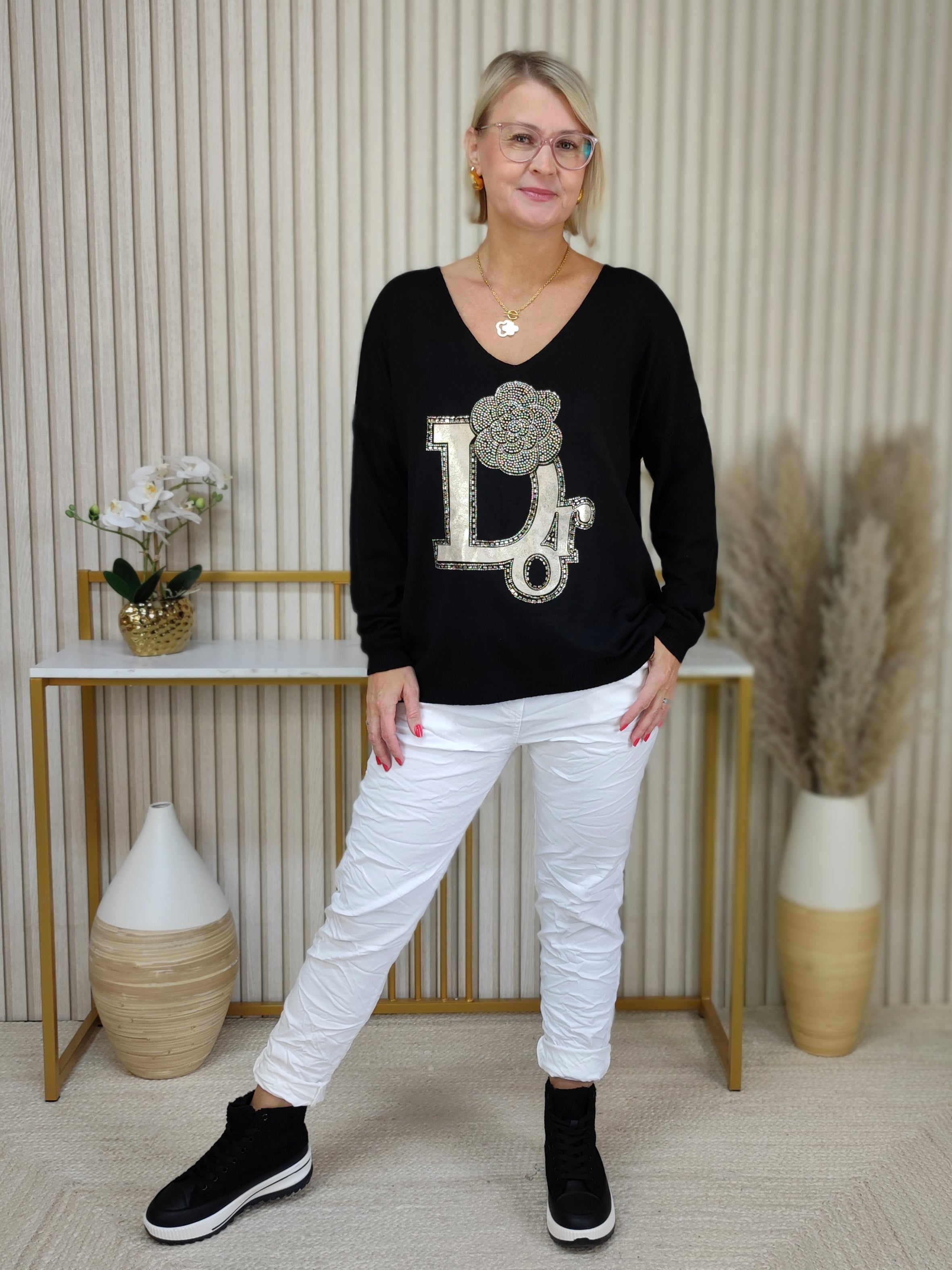 Pullover - Leichtstrick "D" schwarz (38-42/44)