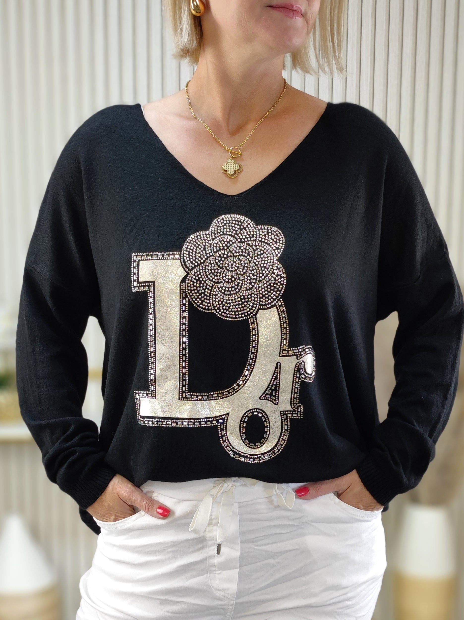 Pullover - Leichtstrick "D" schwarz (38-42/44)