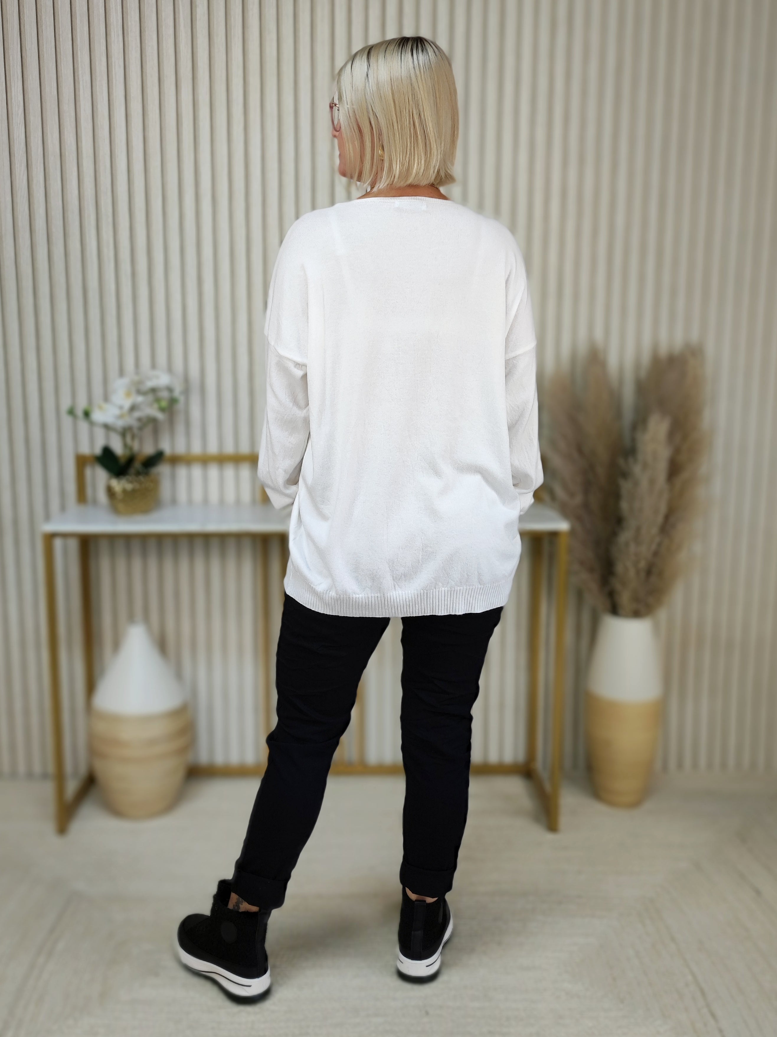 Pullover - Leichtstrick "D" weiss (38-42/44)