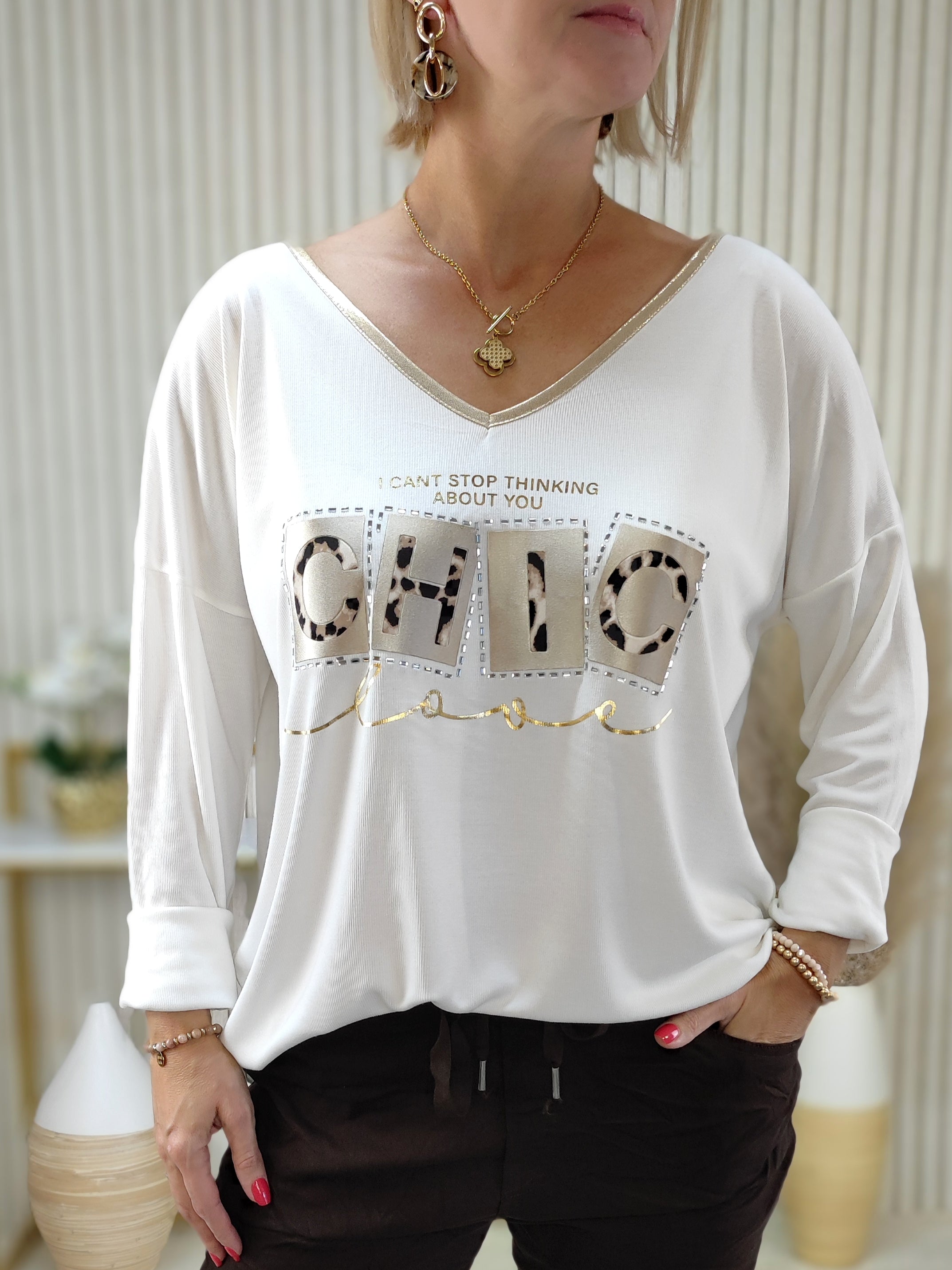 Langarmshirt "Chic" weiss (36-42/44)