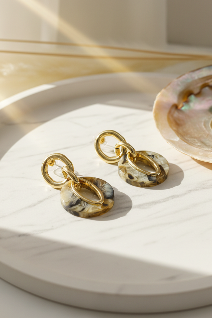 Modische Ohrringe in Braun/Gold Tönen