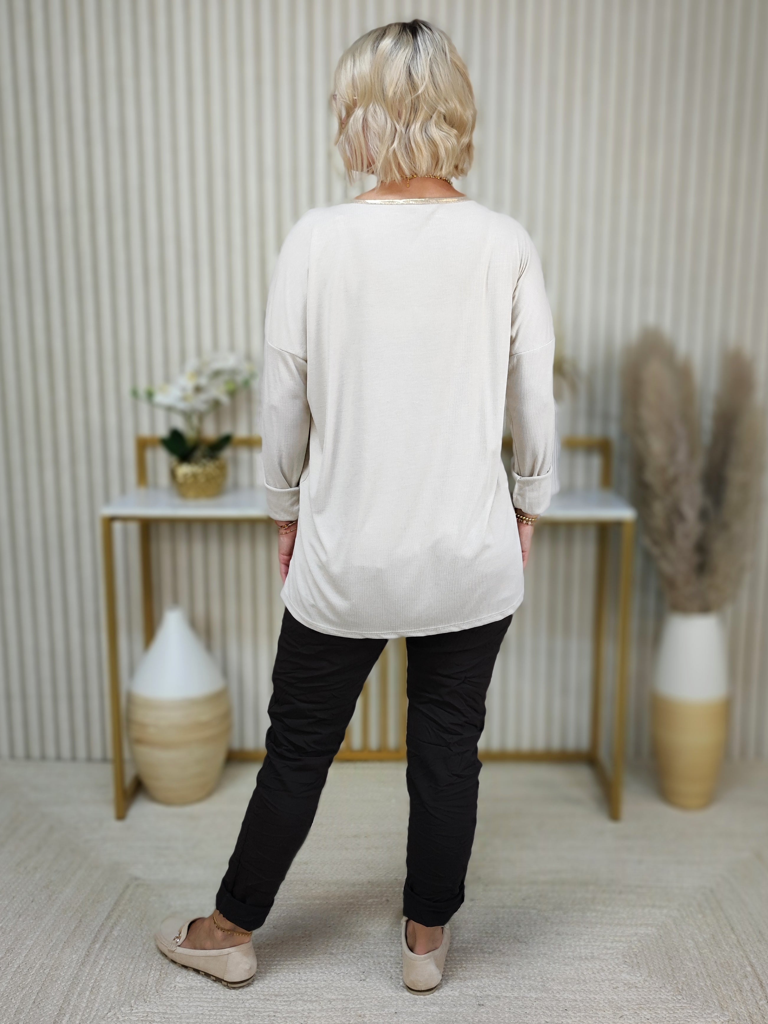 Langarmshirt "Animal Print" beige (38-42/44)