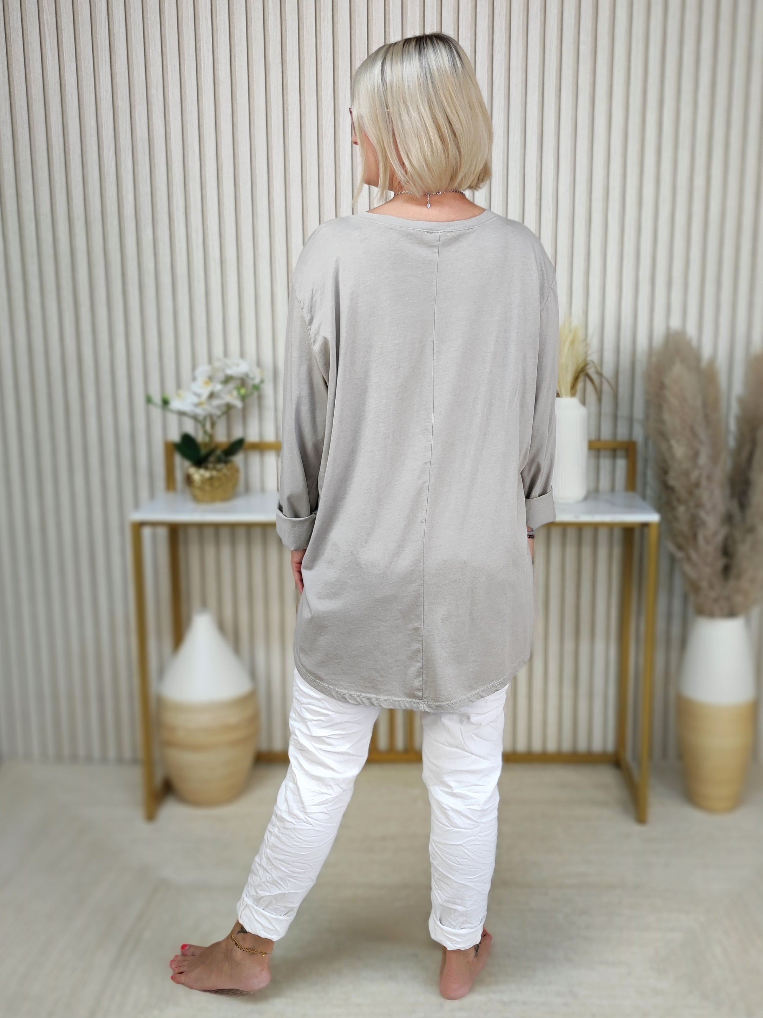Langarmshirt "Five" grau (38-44)
